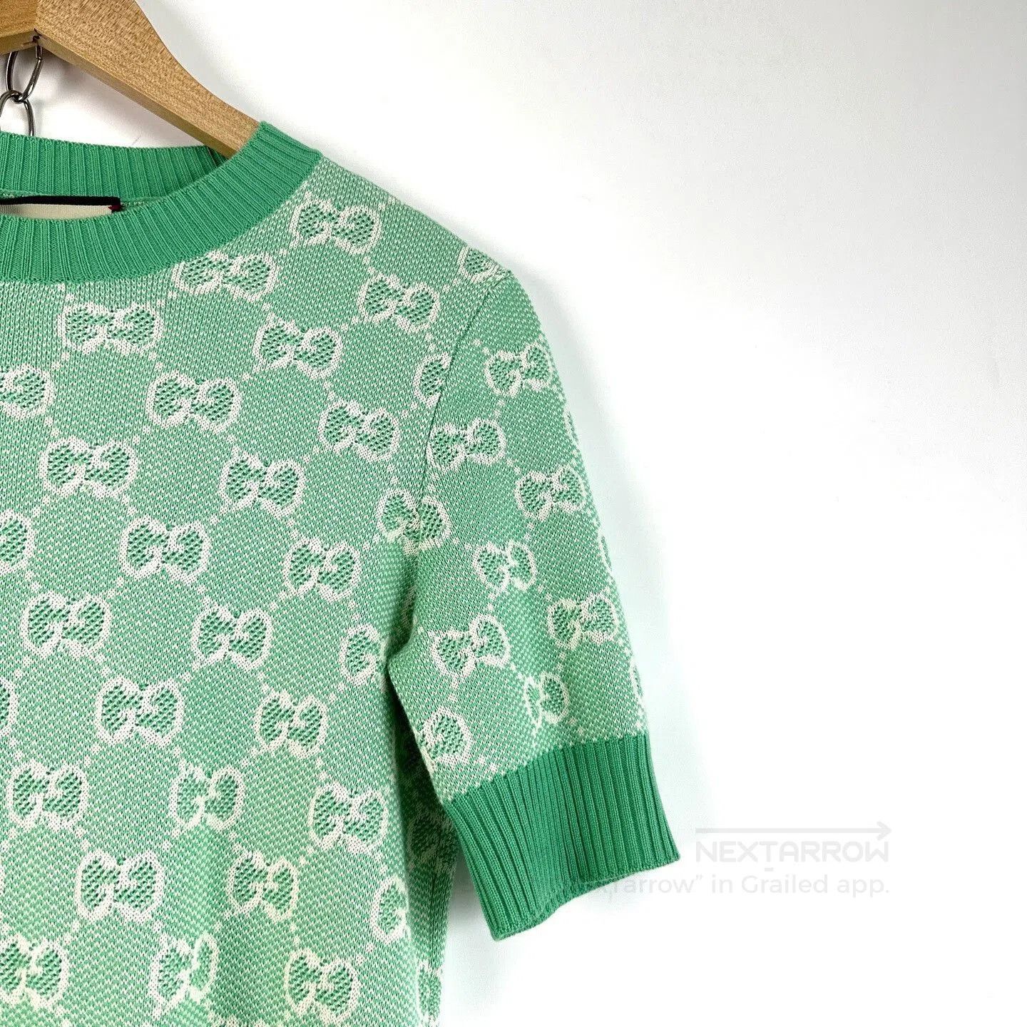 Gucci Gucci Classic Green Double G Monogram Knit Short Sleeve. Size S / US 4 / IT 40 - 5 Thumbnail