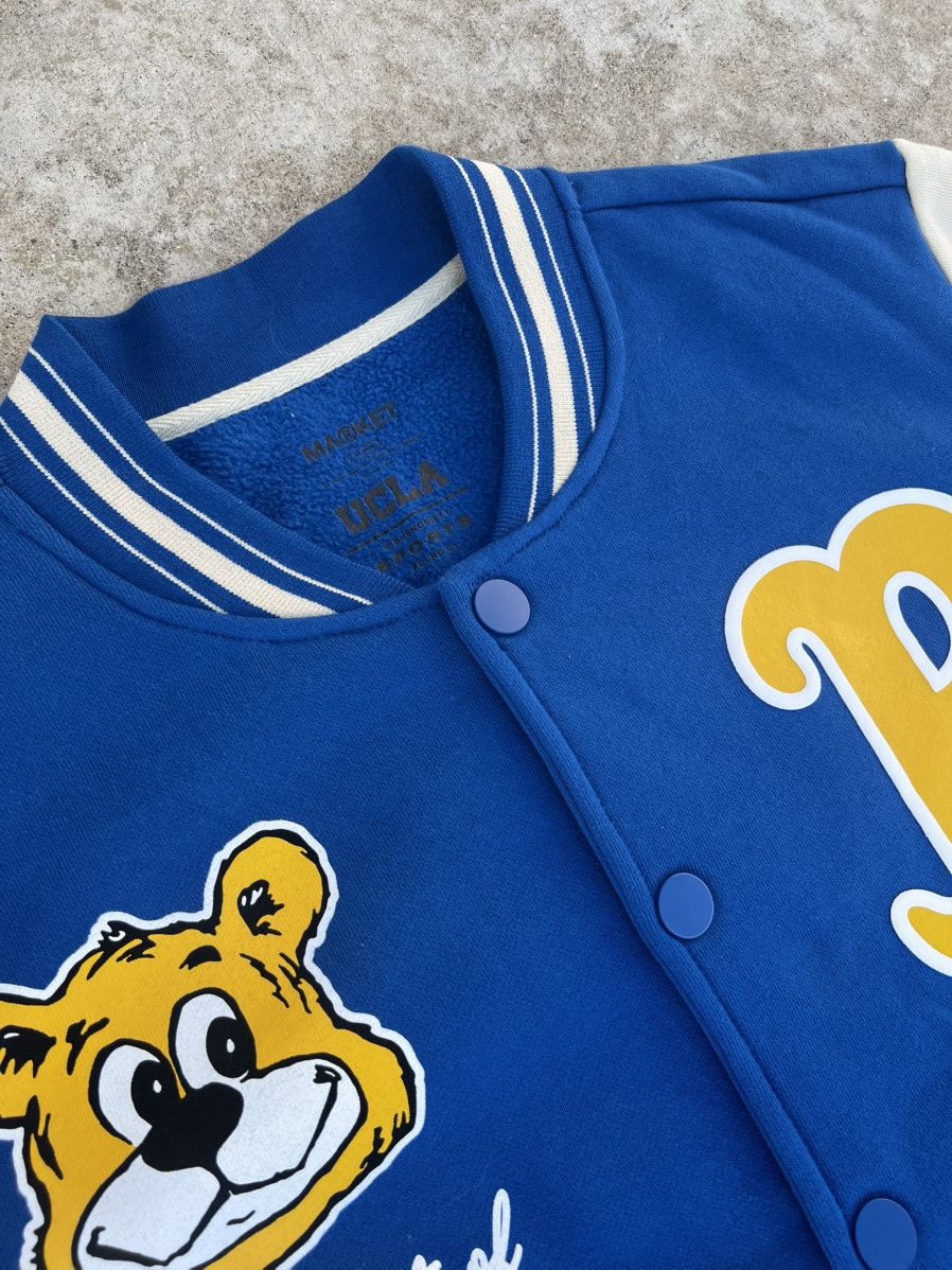 Highsnobiety × Market UCLA x Market x Highsnobiety Fleece Varsity Jacket - Blue Size US XL / EU 56 / 4 - 4 Thumbnail