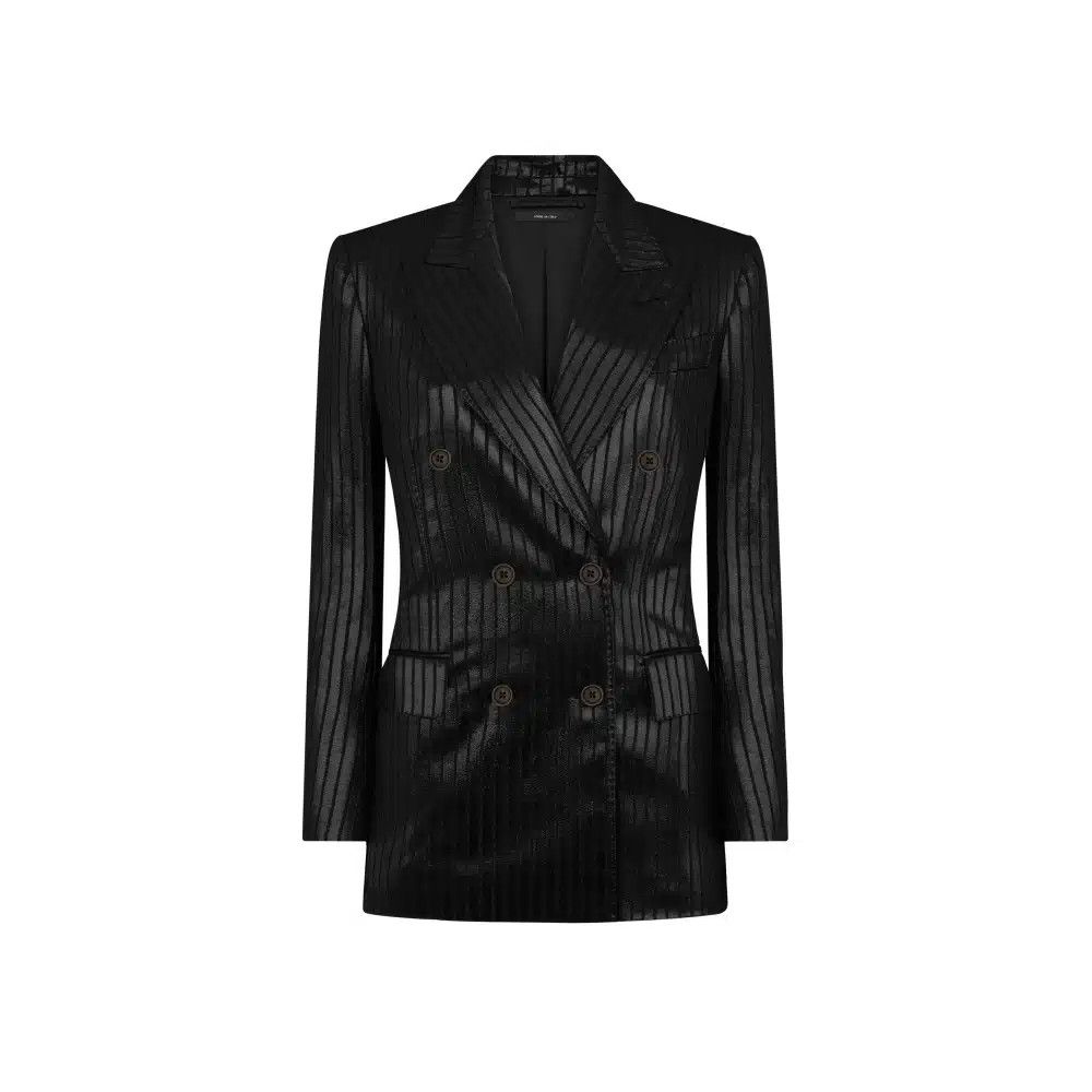 Tom Ford o1loc1c0325 GI2971 Lustrous Lurex Striped Wool Jacket Black Size XS / US 0-2 / IT 36-38 - 1 Thumbnail