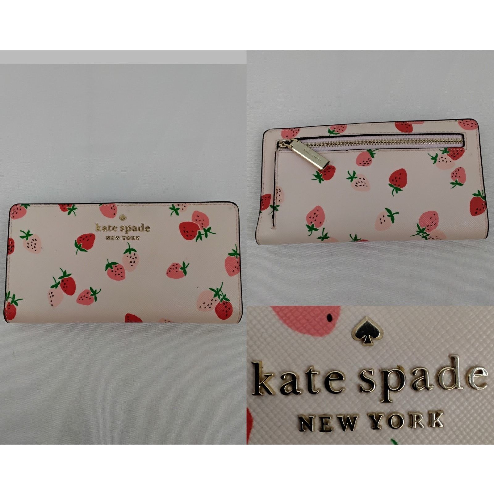 Kate Spade New York Pink Leather Strawberry Wallet Bifold, Women's