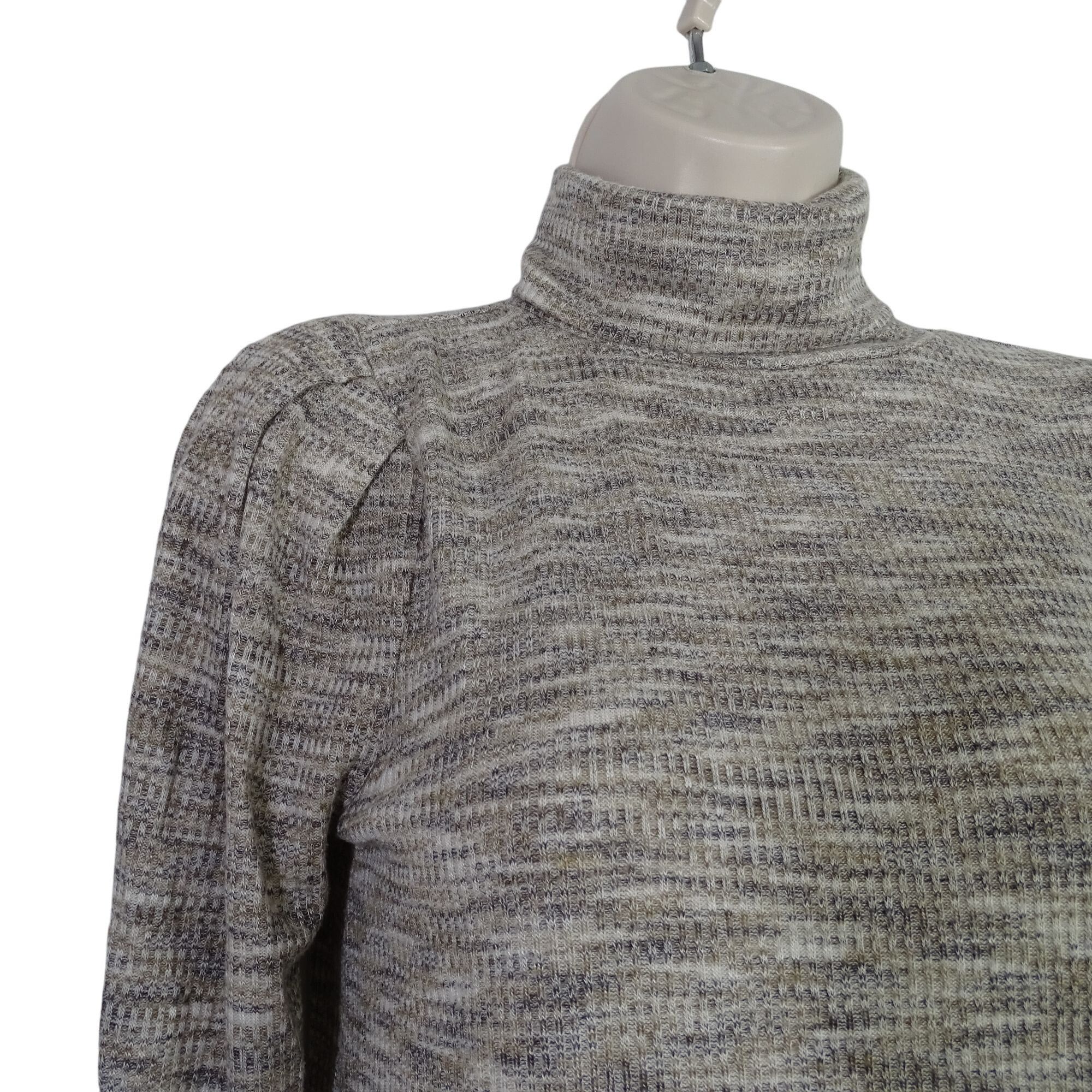 Loft Ann Taylor Loft Brown Cream Turtleneck Knit Top Size XS Size XS / US 0-2 / IT 36-38 - 2 Thumbnail