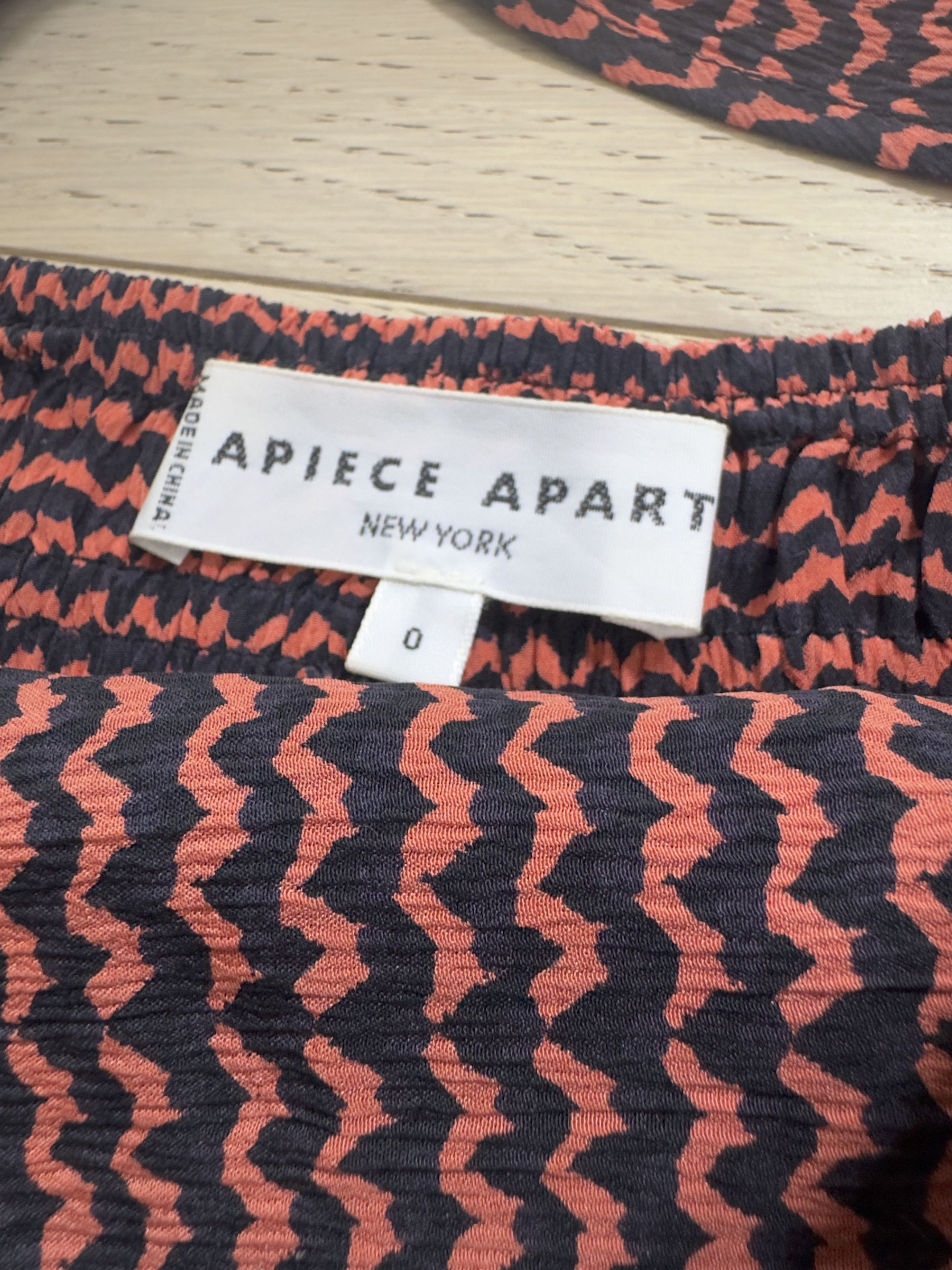 Apiece Apart Silk 'Baja' Ripple Print Skirt With Tassel Tie - Navy/Coral Size 25" / US 0 / IT 36 - 2 Thumbnail