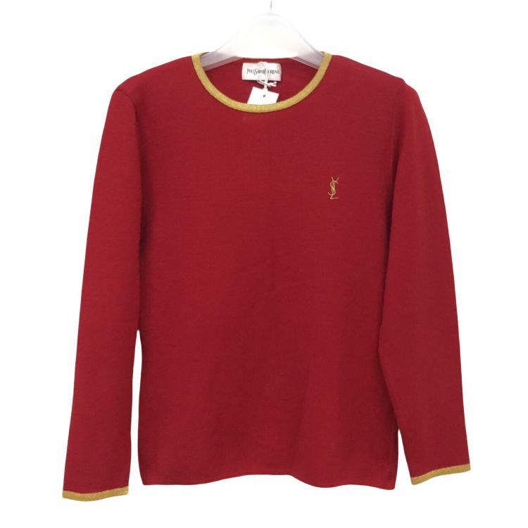 Saint Laurent Paris Saint Laurent Red Wool Logo Knit Sweater Size M Size US S / EU 44-46 / 1 - 1 Thumbnail