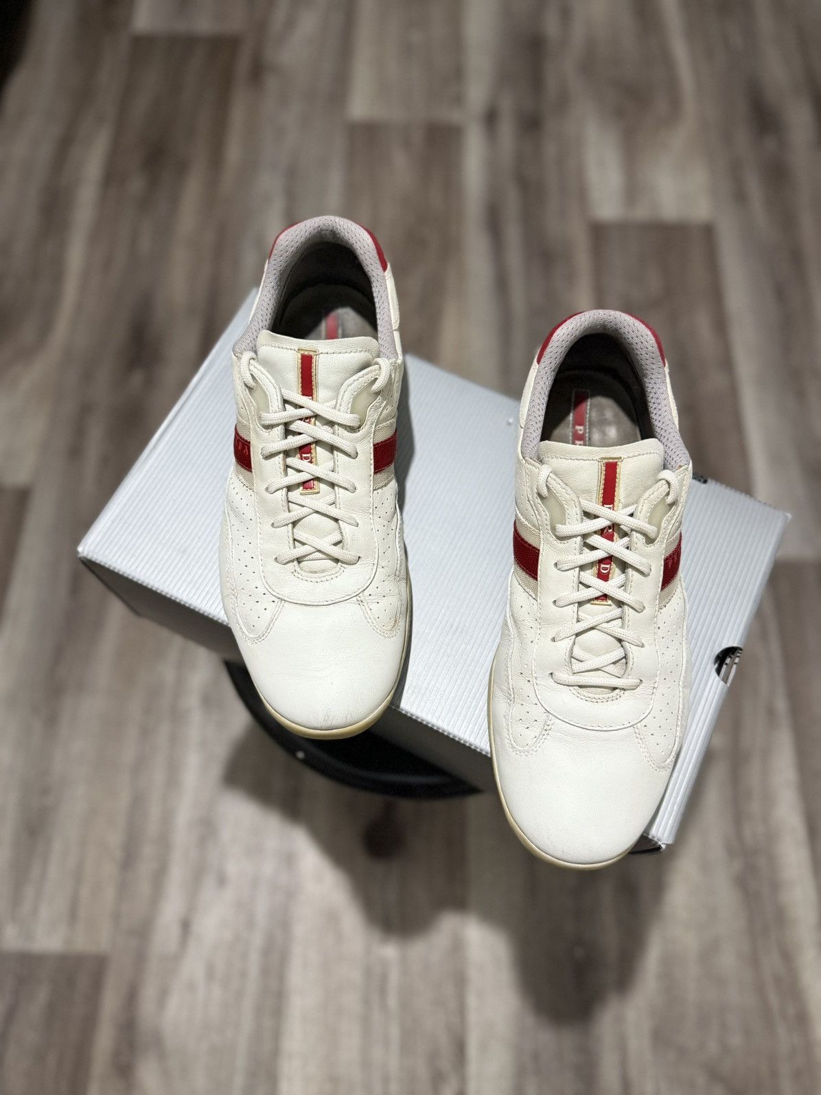 Prada PRADA AMERICAS CUP LEATHER SNEAKERS MEN’S SHOES WHITE 4E1298 Size US 9 / EU 42 - 5 Thumbnail