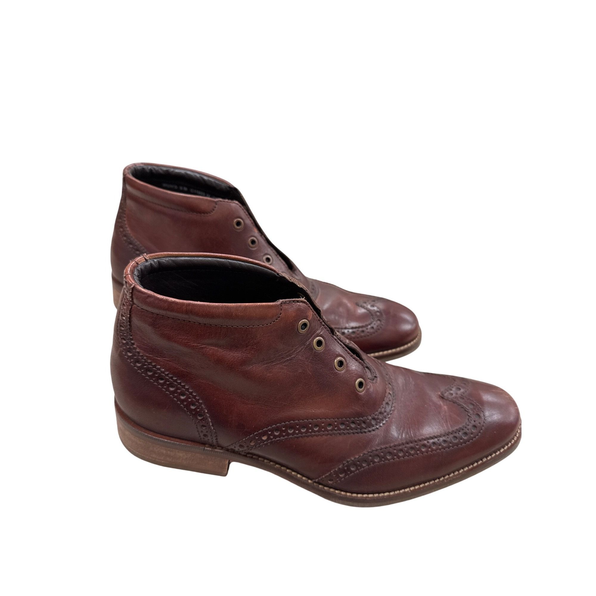 Cole Haan Cole Haan Mens Brown Leather Ankle Wingtip Boots 8M SKU 7796 Size US 8 / EU 41 - 4 Thumbnail