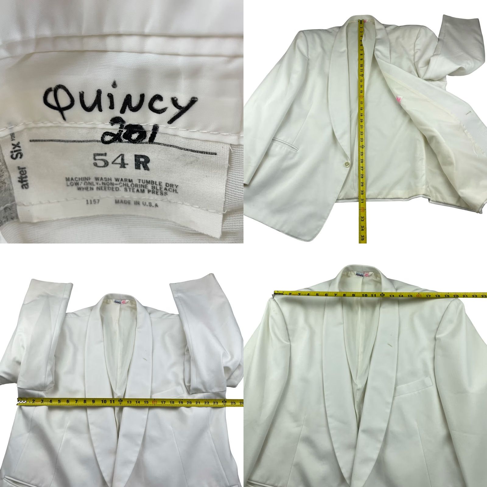 After Six VINTAGE After Six Tuxedo Jacket White Men's 54R Miami Vice USA Size 54R - 8 Thumbnail