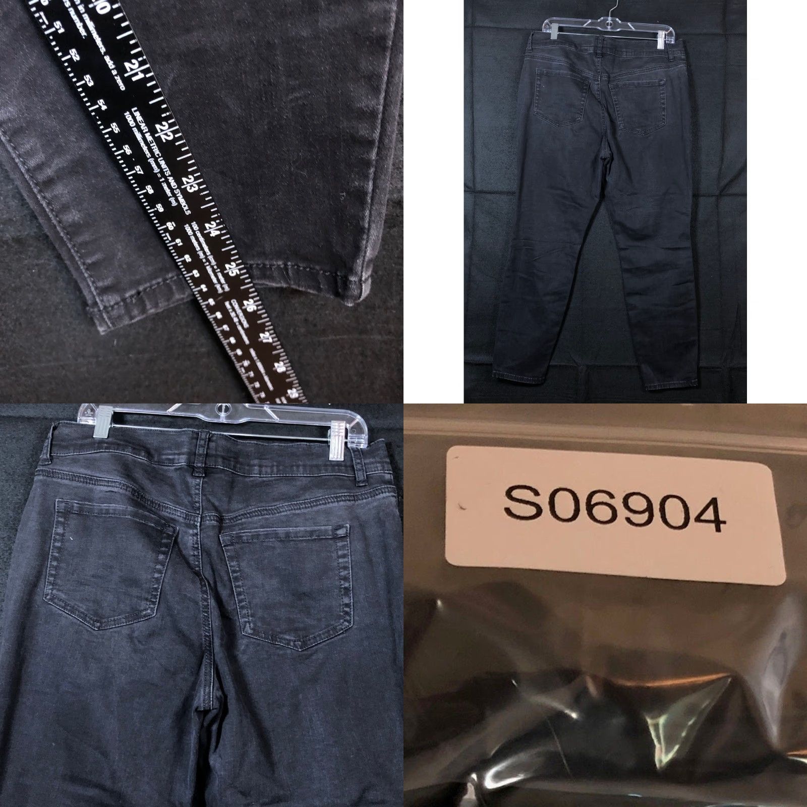 Vintage Terra & Sky Womens Jeans Black Denim Petite Skinny Leg Stretch 14P Size 36" / US 14 / IT 50 - 8 Thumbnail