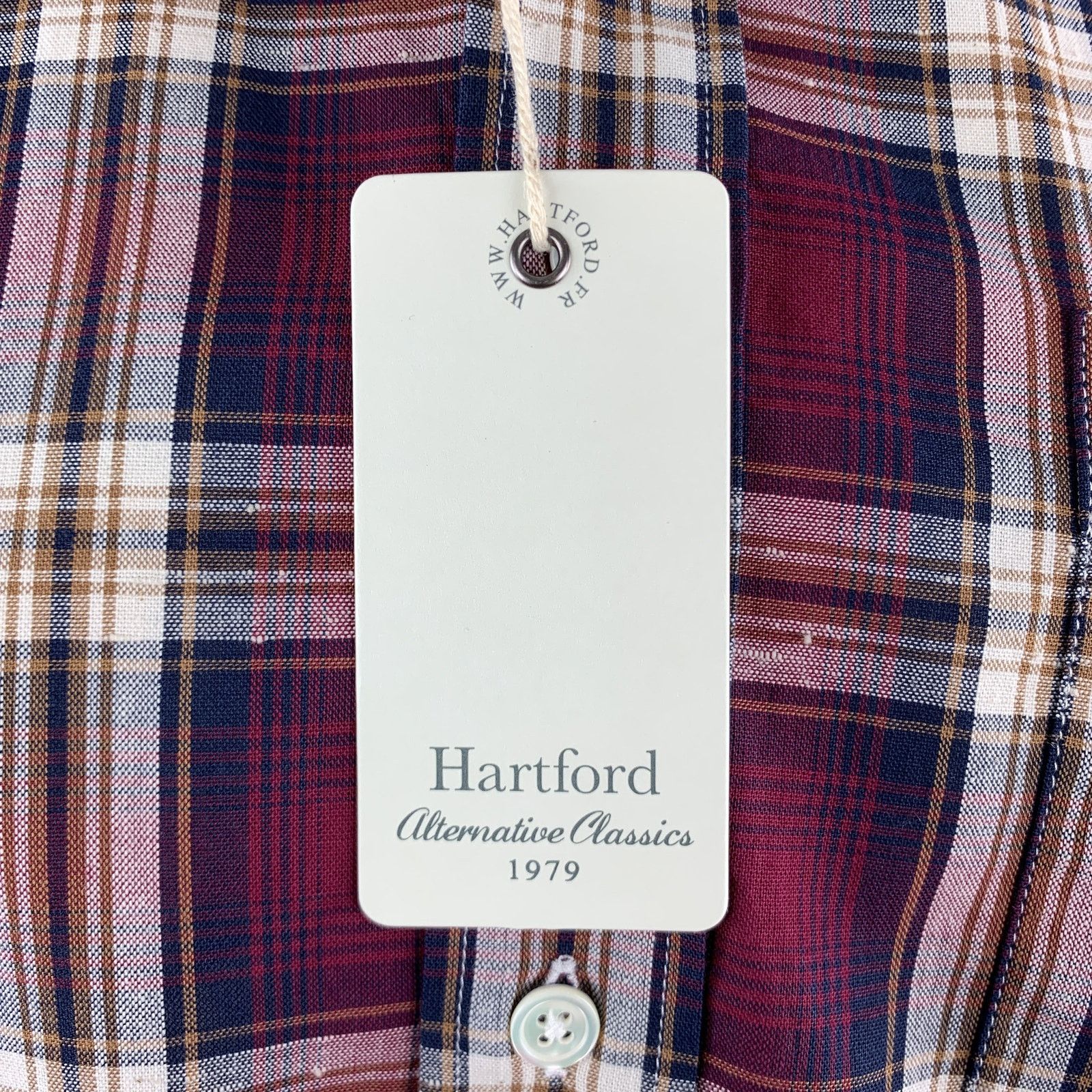 Hartford HARTFORD M Burgundy & Brown Plaid Button Up L/S Shirt Size US M / EU 48-50 / 2 - 5 Thumbnail