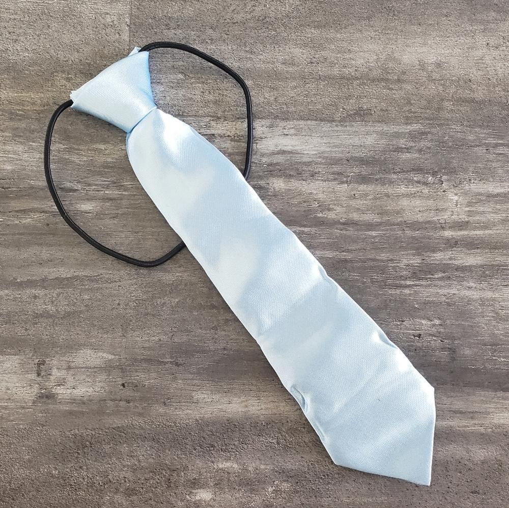 Designer Light Blue Satin Little Boy Tie Size ONE SIZE - 1 Thumbnail