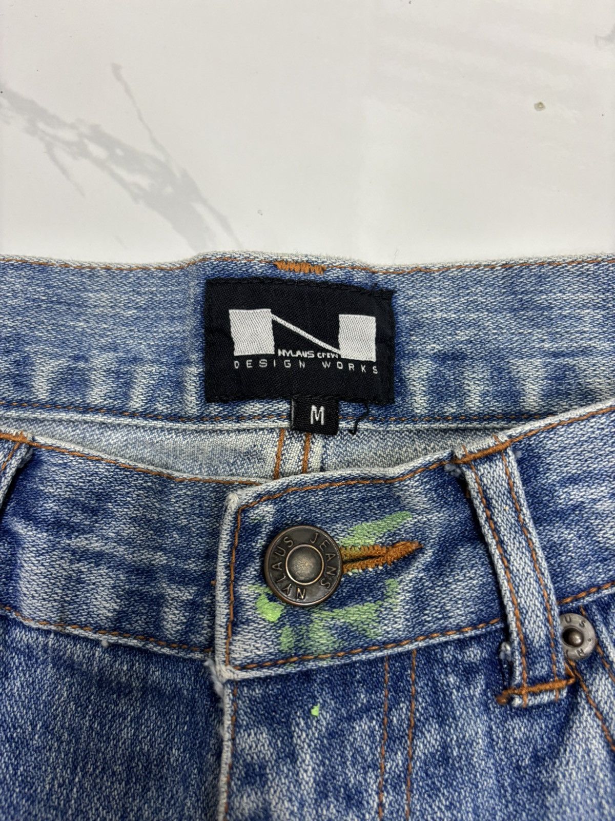 Hysteric Glamour × KMRii × Yasuyuki Ishii 🔥FLARE RIPPED💥90s NYLAUS CREW DESIGN WORKS FLARE JEANS Size US 30 / EU 46 - 9 Thumbnail