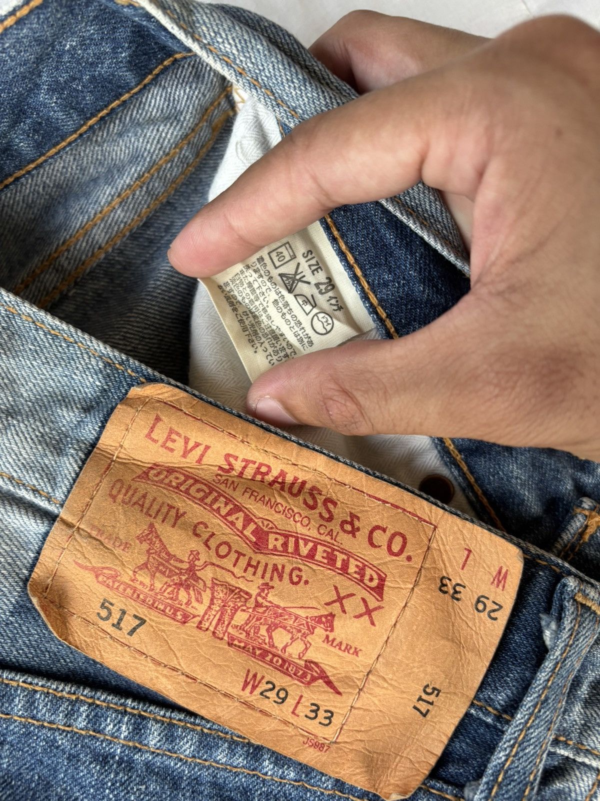 Hedi Slimane × Jean × Levi's Vintage Levis 517 Japan Flare Bootcut Distressed Denim Jean Size US 29 - 10 Thumbnail