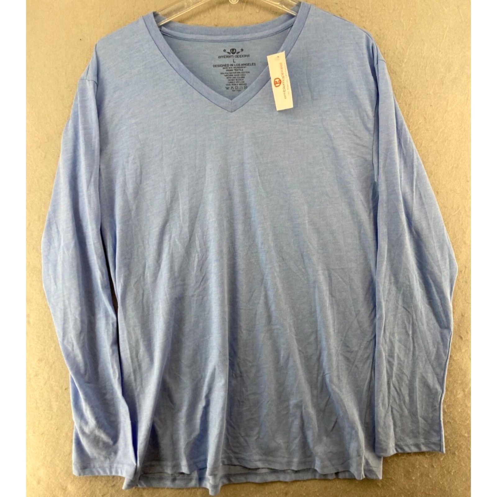Vintage Emblem Apparel Womens Shirt L Blue V Neck Long Sleeve Casual Knit Cotton T-Shirt Classic Magazine Size L / US 10 / IT 46 - 2 Thumbnail