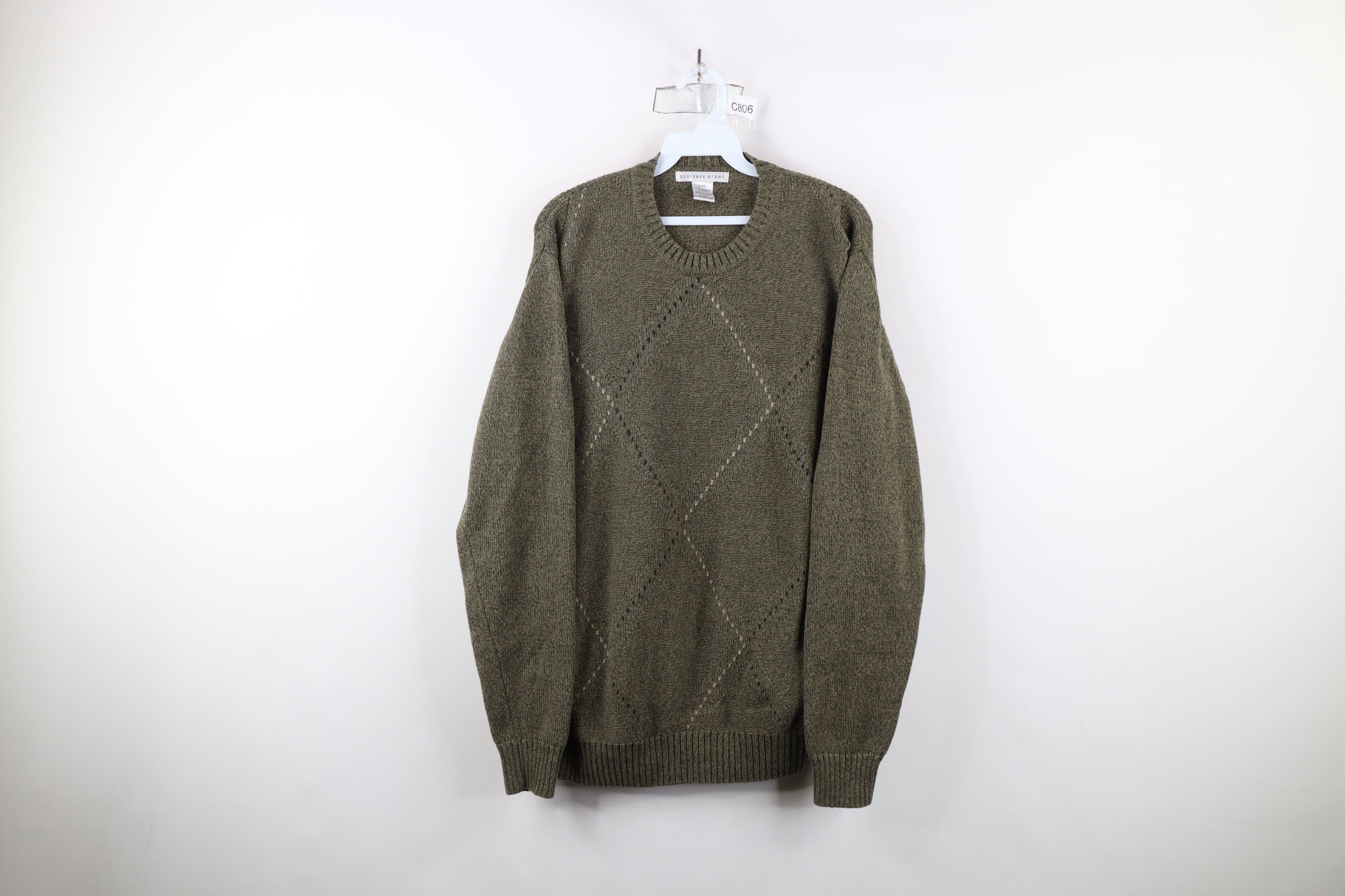 Vintage Vintage 90s Streetwear Argyle Diamond Knit Crewneck Sweater Size US L / EU 52-54 / 3 - 1 Thumbnail