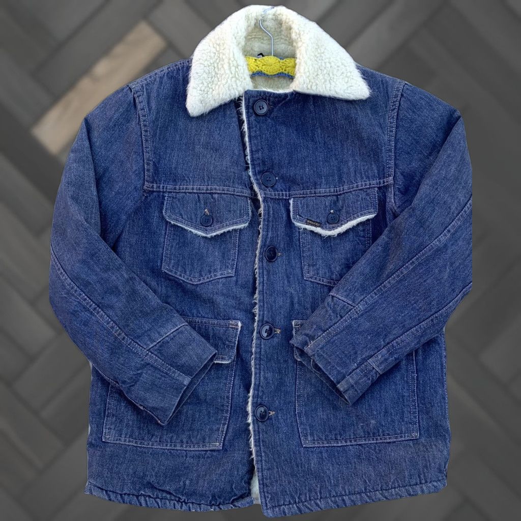 Sears VINTAGE Roebuck’s Denim Sherpa Lined Jacket Chore Trucker Sears 38-R Blue 1970s Size US XXS / EU 40 - 1 Thumbnail