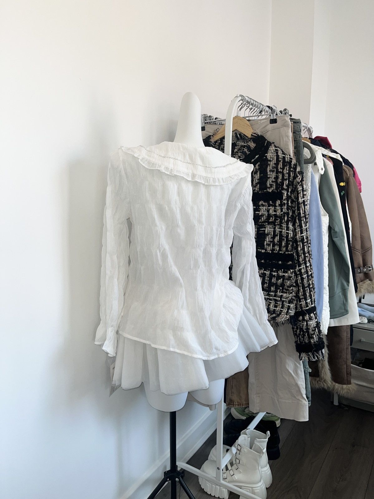Other dollcore shirt White blouse with oversized sailor collar Size M / US 6-8 / IT 42-44 - 2 Thumbnail