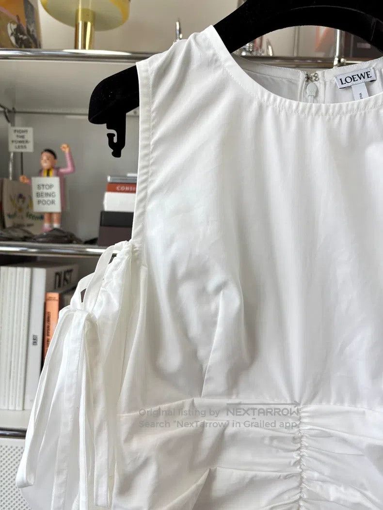 Loewe Loewe White pleated bubble sleeve shirt top off shoulder f Size XXS / US 00 / IT 34 - 2 Thumbnail