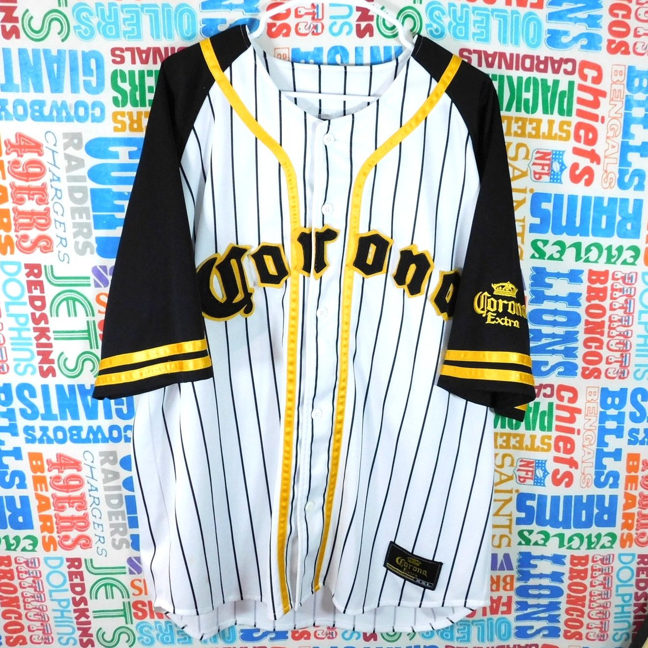 MLB Corona Beer Baseball Jersey Size XL Sewn Felt Button Front Size US XL / EU 56 / 4 - 1 Thumbnail