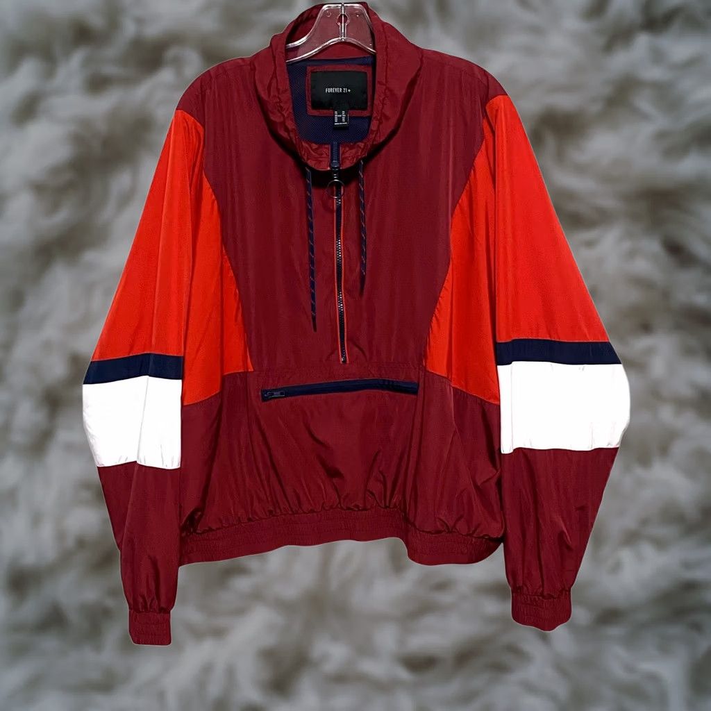Forever 21 FOREVER 21+ Half Zip Pullover Colorblock Rain Windbreaker Womens 3XL Althleisure Size XXL / US 16-18 / IT 52-54 - 1 Thumbnail