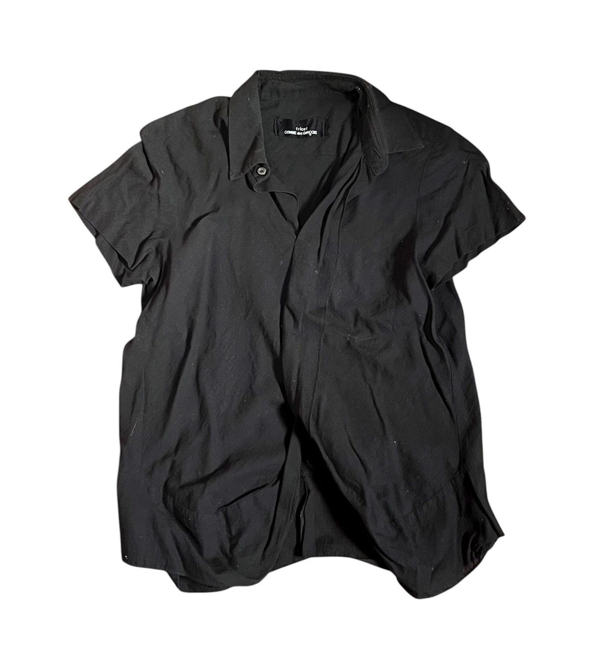 Comme des Garcons Vintage tricot cdg half button avant garde black shirt Size US S / EU 44-46 / 1 - 1 Thumbnail
