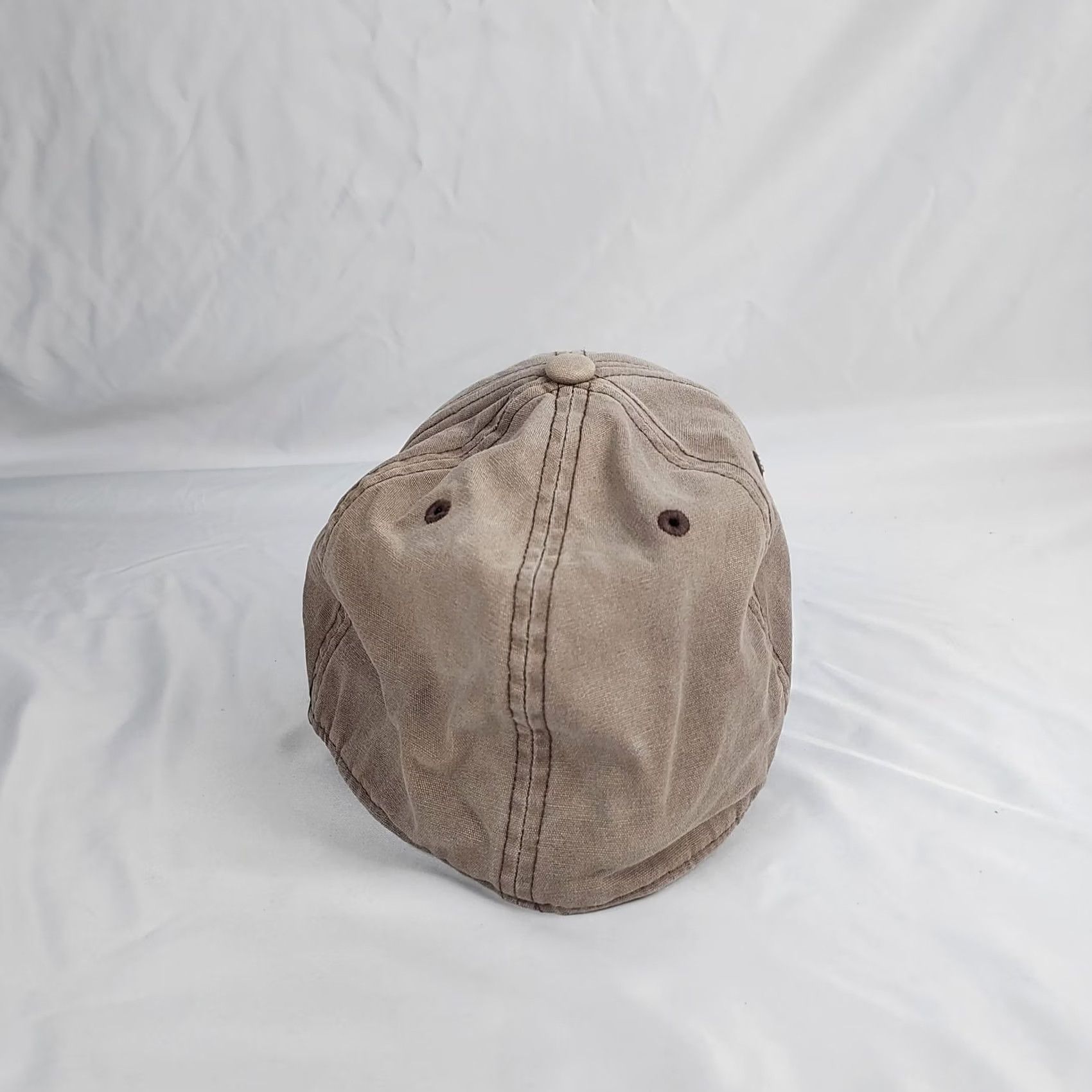 Harley Davidson Harley-Davidson Fitted Hat Tan Gray Two Tone Logo Patch Cap Pre-Owned Mens One Size Cotton Baseball Cap Size ONE SIZE - 3 Thumbnail