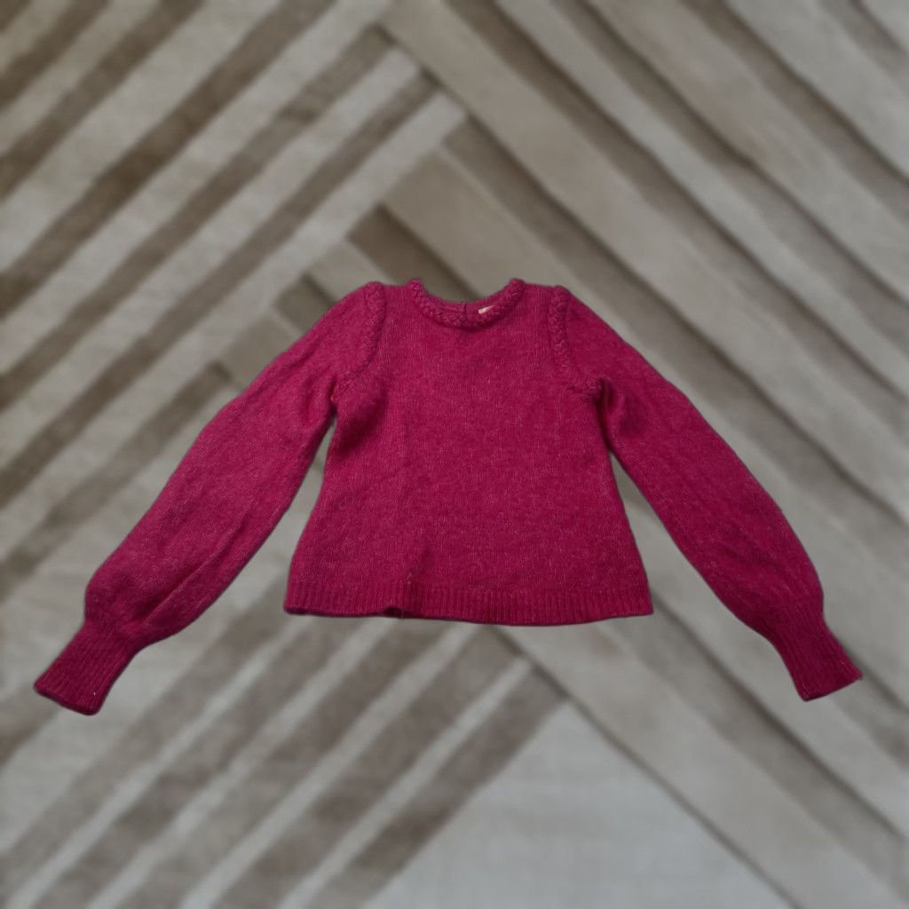 Vintage Sezane Sweater Knit Women’s S Pink Mohair Wool Polyamide Mock Neck Long Sleeve Pullover Knit Solid Button Vintage No Size S / US 4 / IT 40 - 1 Thumbnail