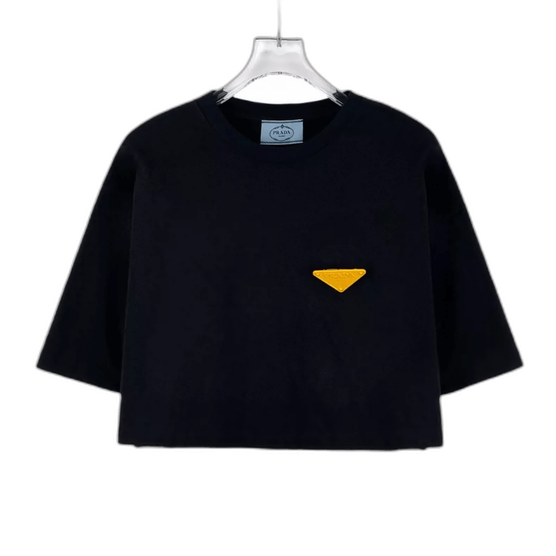 Prada Prada Black Cotton Short Sleeve TShirt -2505 Size S / US 4 / IT 40 - 1 Thumbnail
