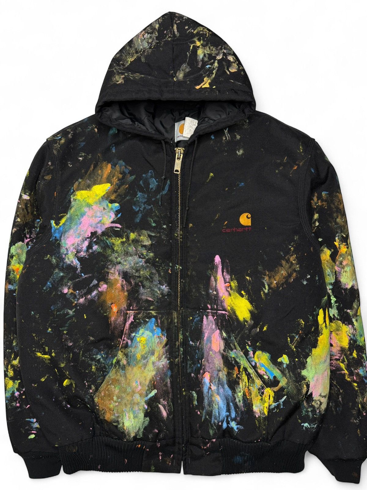 Carhartt Vintage Black JQC05 Carhartt Paint Splatter Jacket Size US XL / EU 56 / 4 - 2 Thumbnail