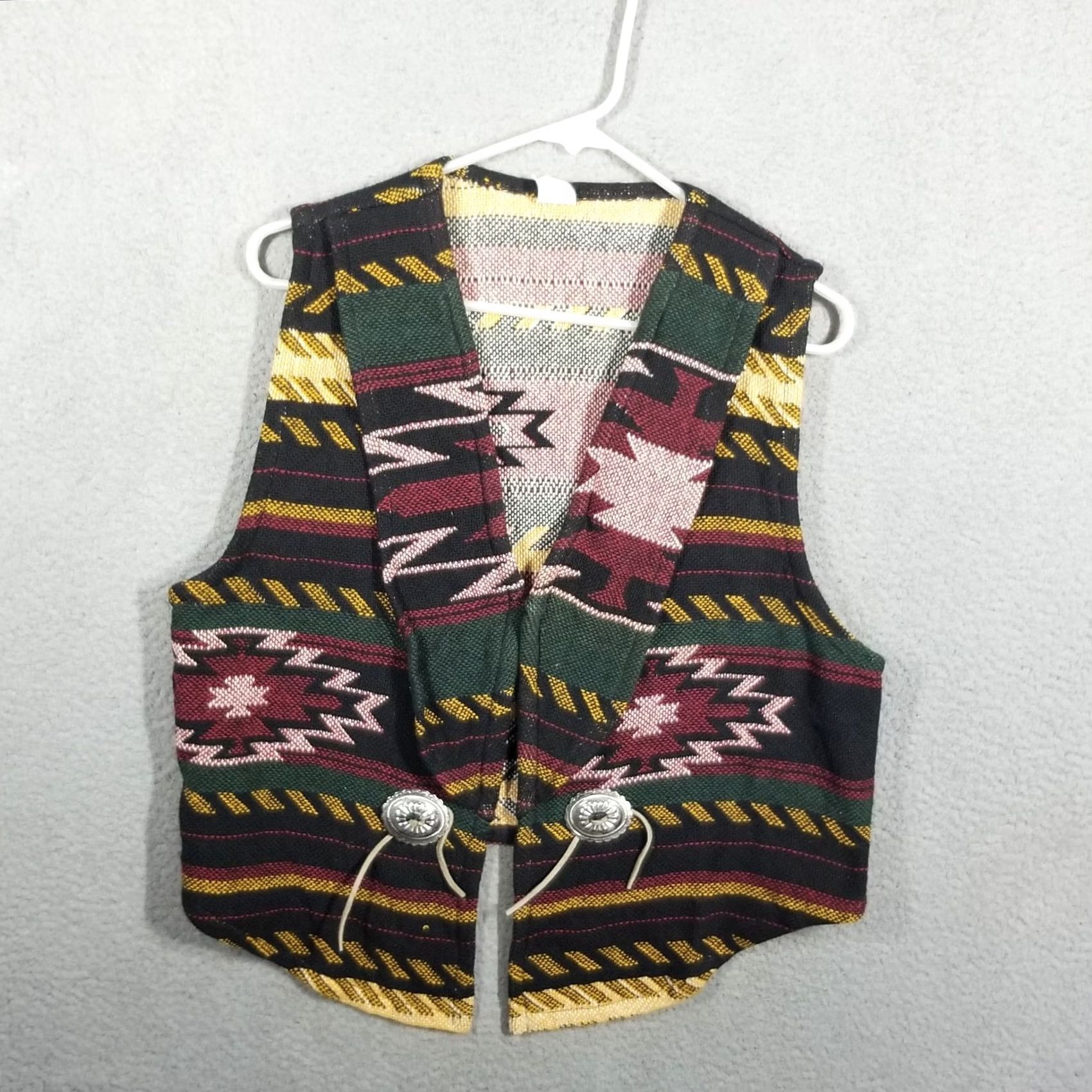 Vintage VINTAGE Southwest Vest Women Large Aztec Fringe Tapestry Cotton Made USA Size L / US 10 / IT 46 - 2 Thumbnail