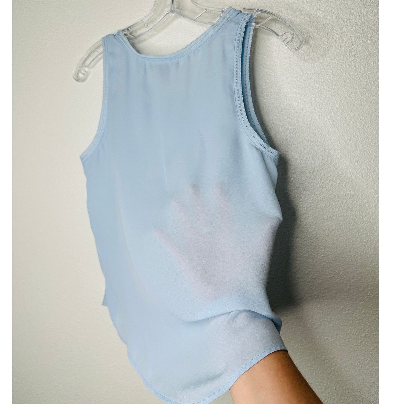 Banana Republic NWT Banana Republic Blue Picot Trim Semi Sheer Tank Top XSP Size XS / US 0-2 / IT 36-38 - 5 Thumbnail