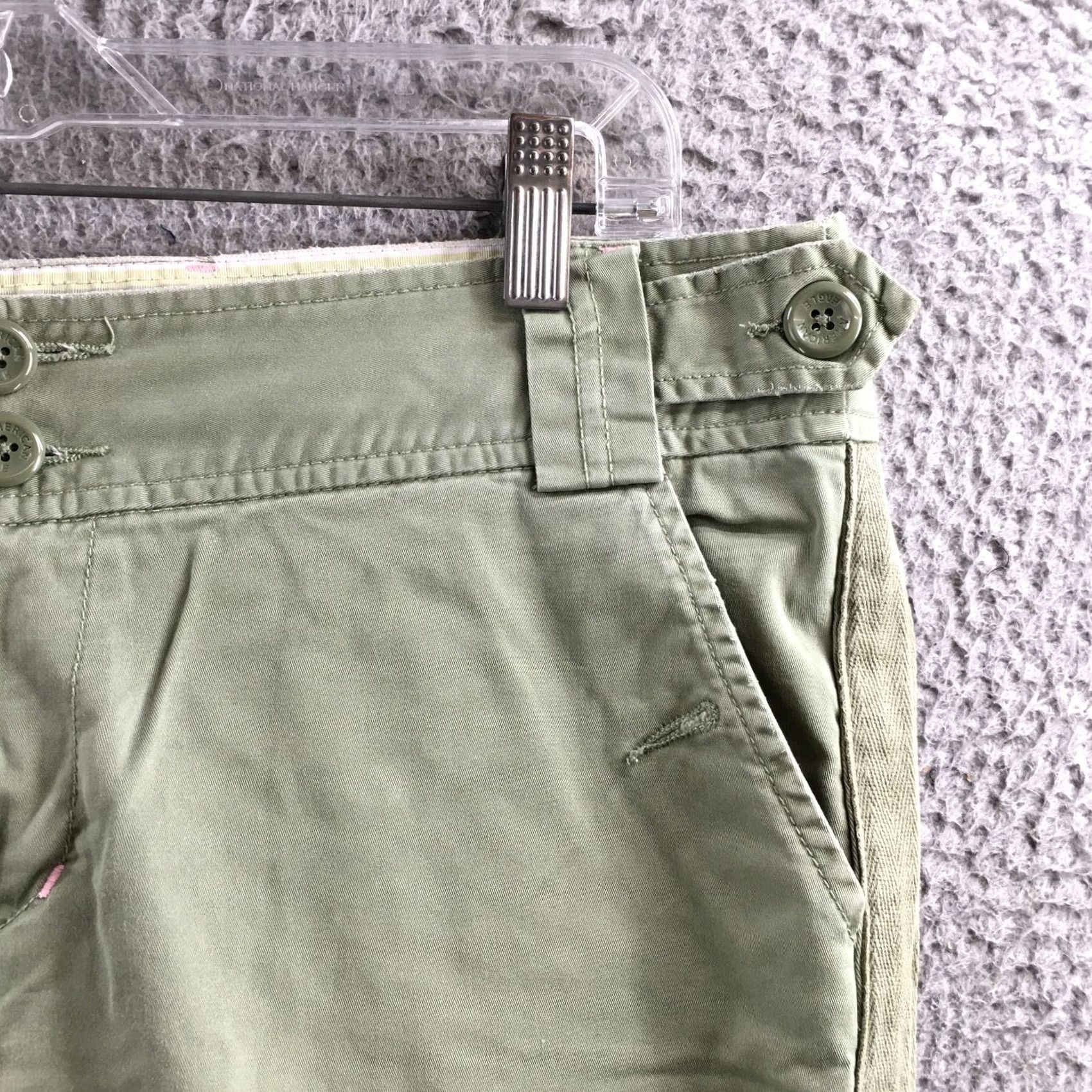 American Eagle Outfitters American Eagle Outfitters Crop Pants Womens 10 Green Stretch Zip Fly Casual Size 32" / US 10 / IT 46 - 4 Thumbnail