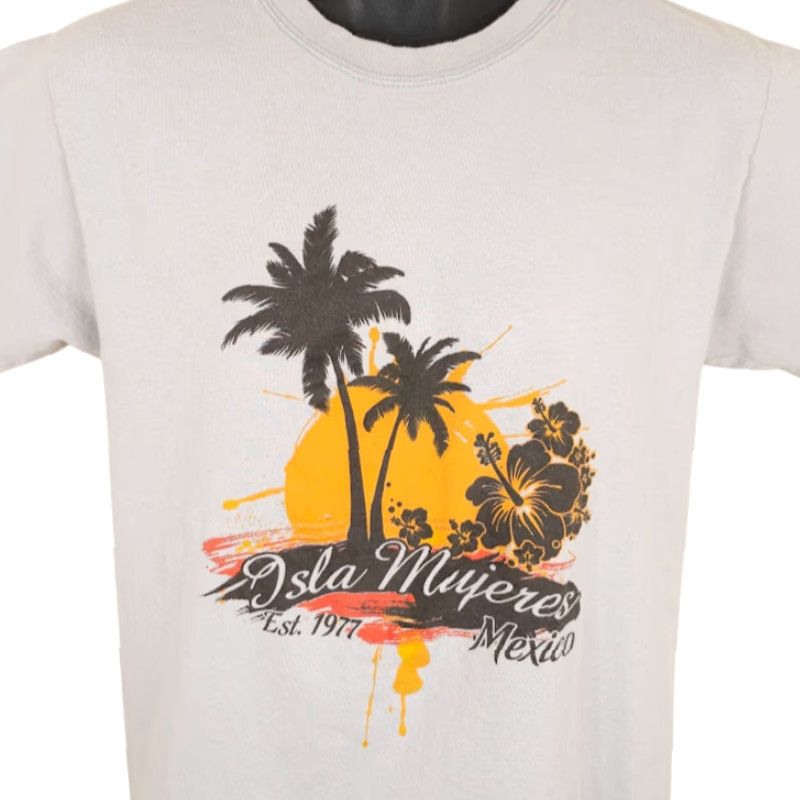 Vintage Isla Mujeres T Shirt Mens Size Medium Gray Mexico Travel Destination Tee Size US M / EU 48-50 / 2 - 2 Thumbnail