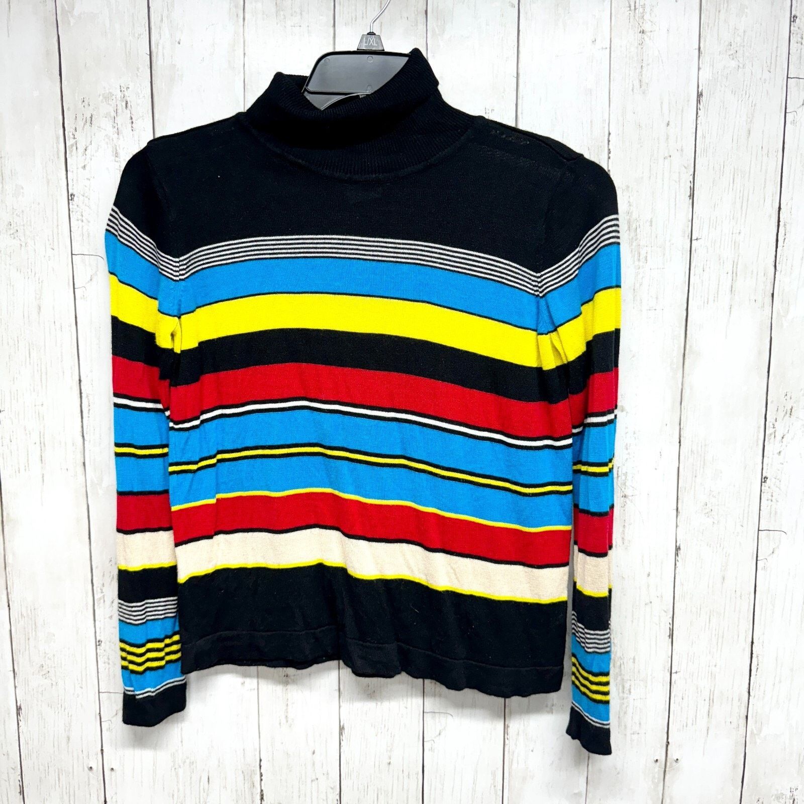 Vintage VTG Modcloth Top Medium Black Stripe Turtleneck Long Sleeve Size M / US 6-8 / IT 42-44 - 1 Thumbnail
