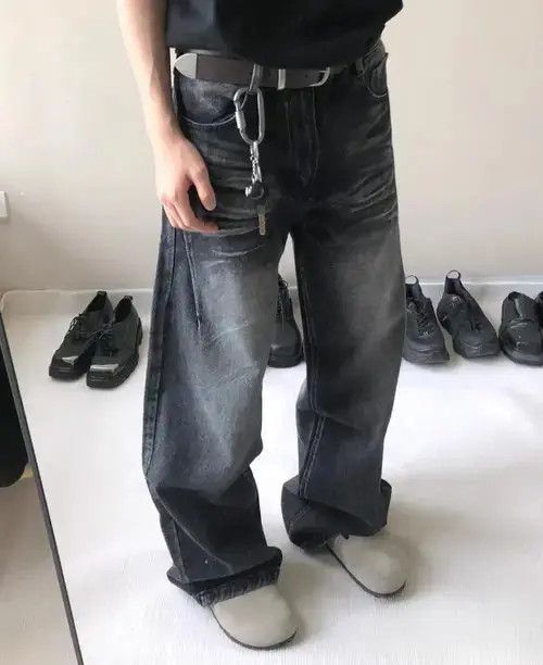 Jean Black Baggy Washed Denim Jeans Size US 33 - 8 Thumbnail