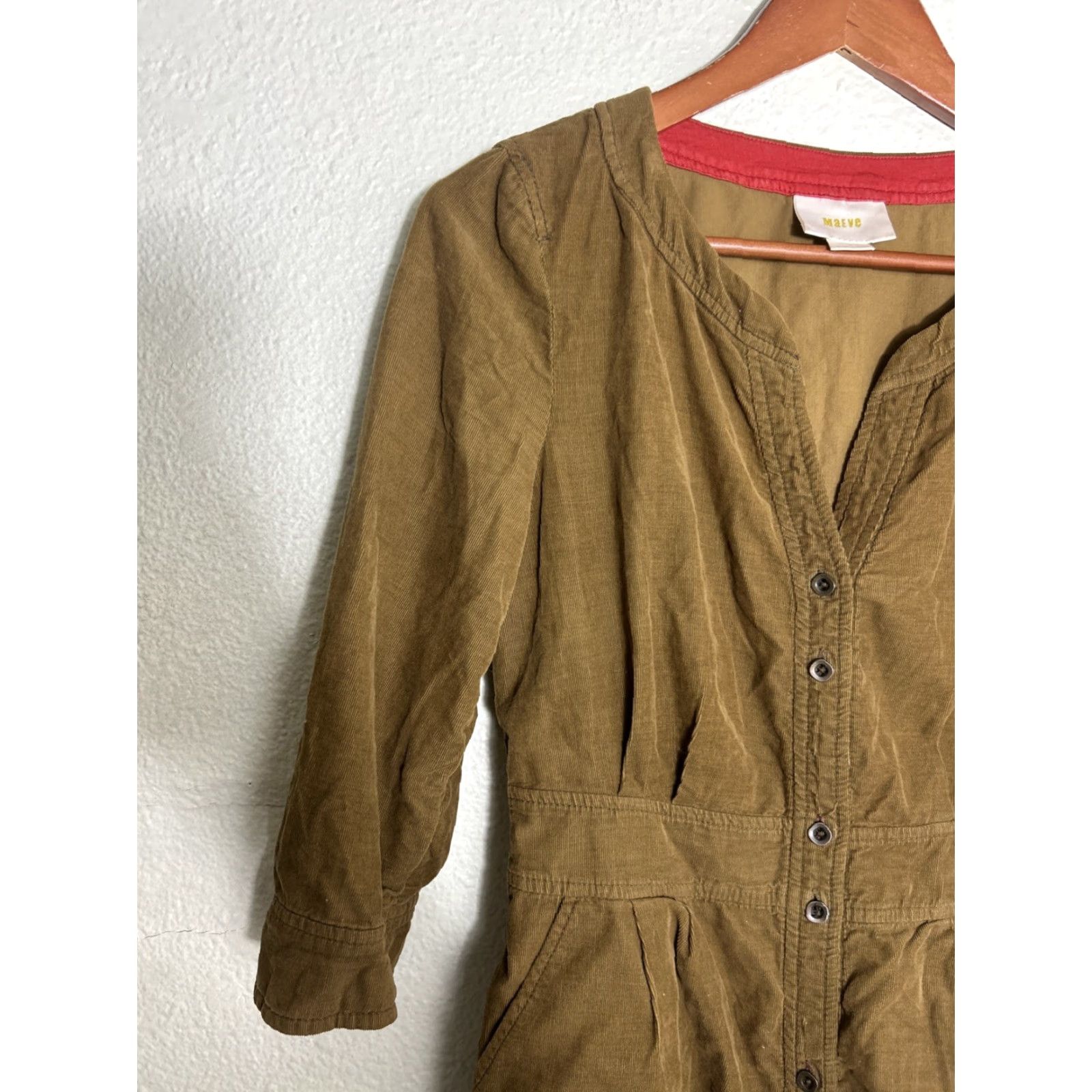 Maeve Womens Dress 2 Brown Micro Corduroy Knee Length A-Line Womens Shoes?