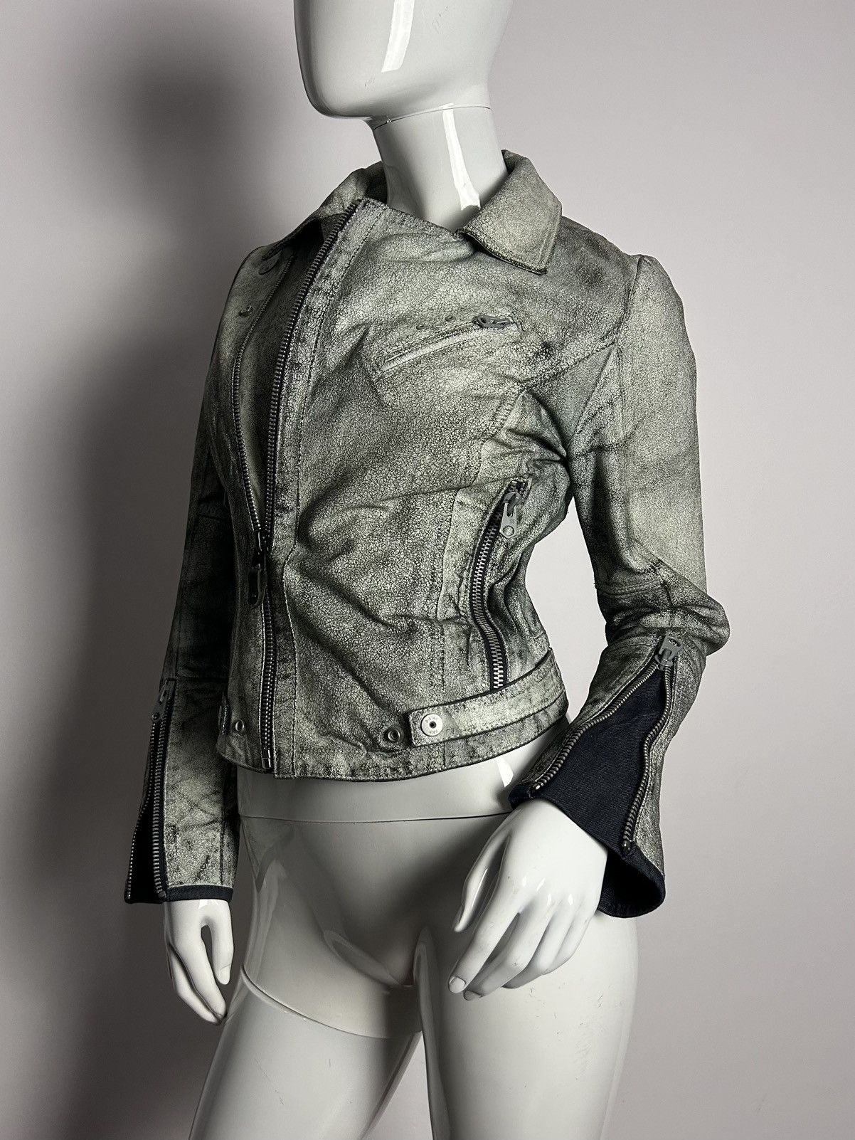 Other Designed crackle texture leather biker asymmetric jacket Size S / US 4 / IT 40 - 8 Thumbnail