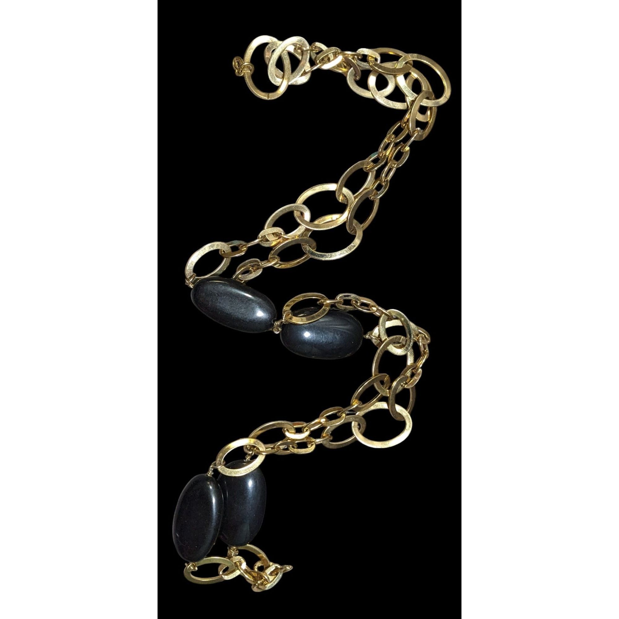 Monet Vintage Glam Monet Gold Tone Station Necklace With Black Bea Size ONE SIZE - 1 Thumbnail