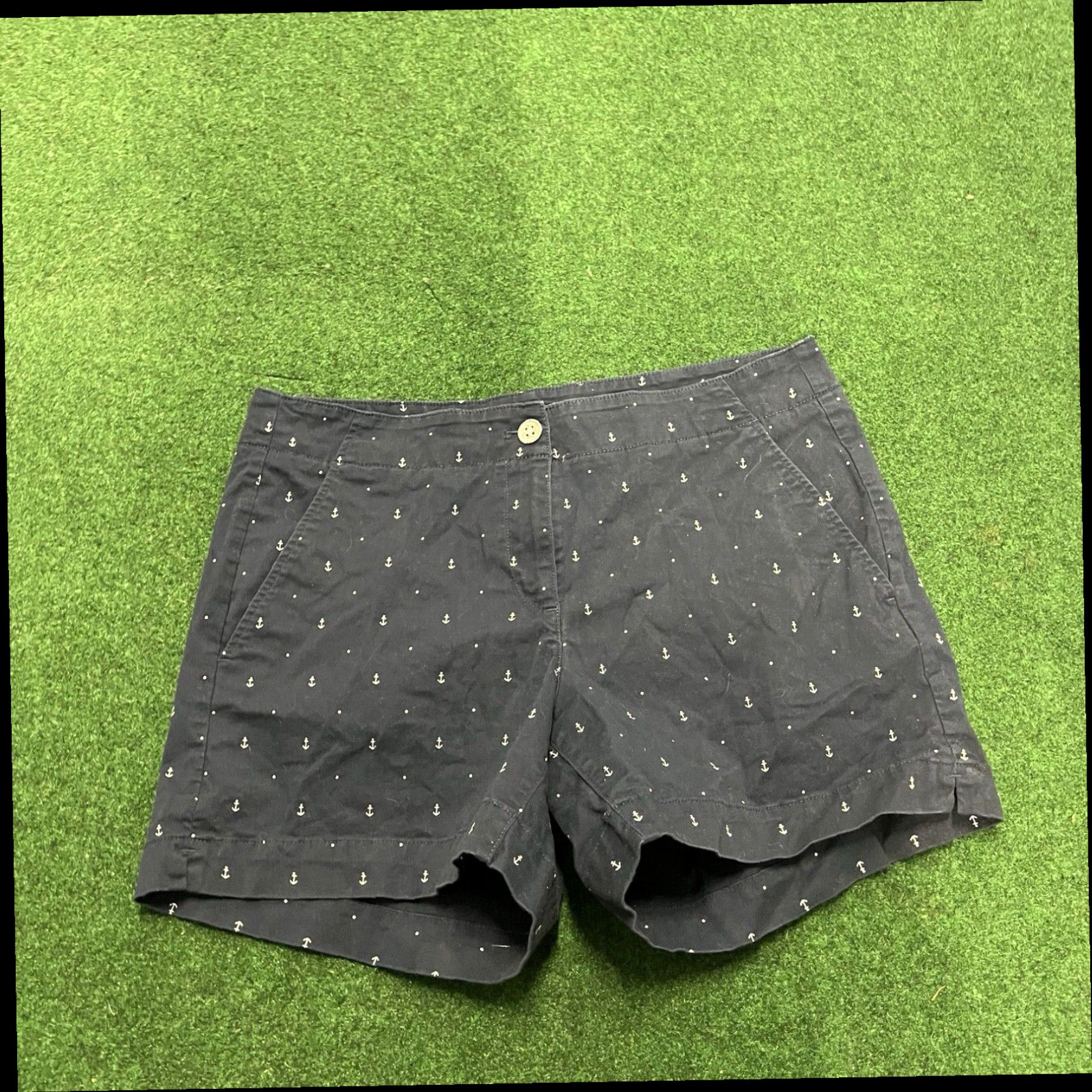 Nautica Nautica Women's Comfort Tailored Stretch Cotton Shorts Navy White Anchors Sz 8 Size 30" / US 8 / IT 44 - 1 Thumbnail