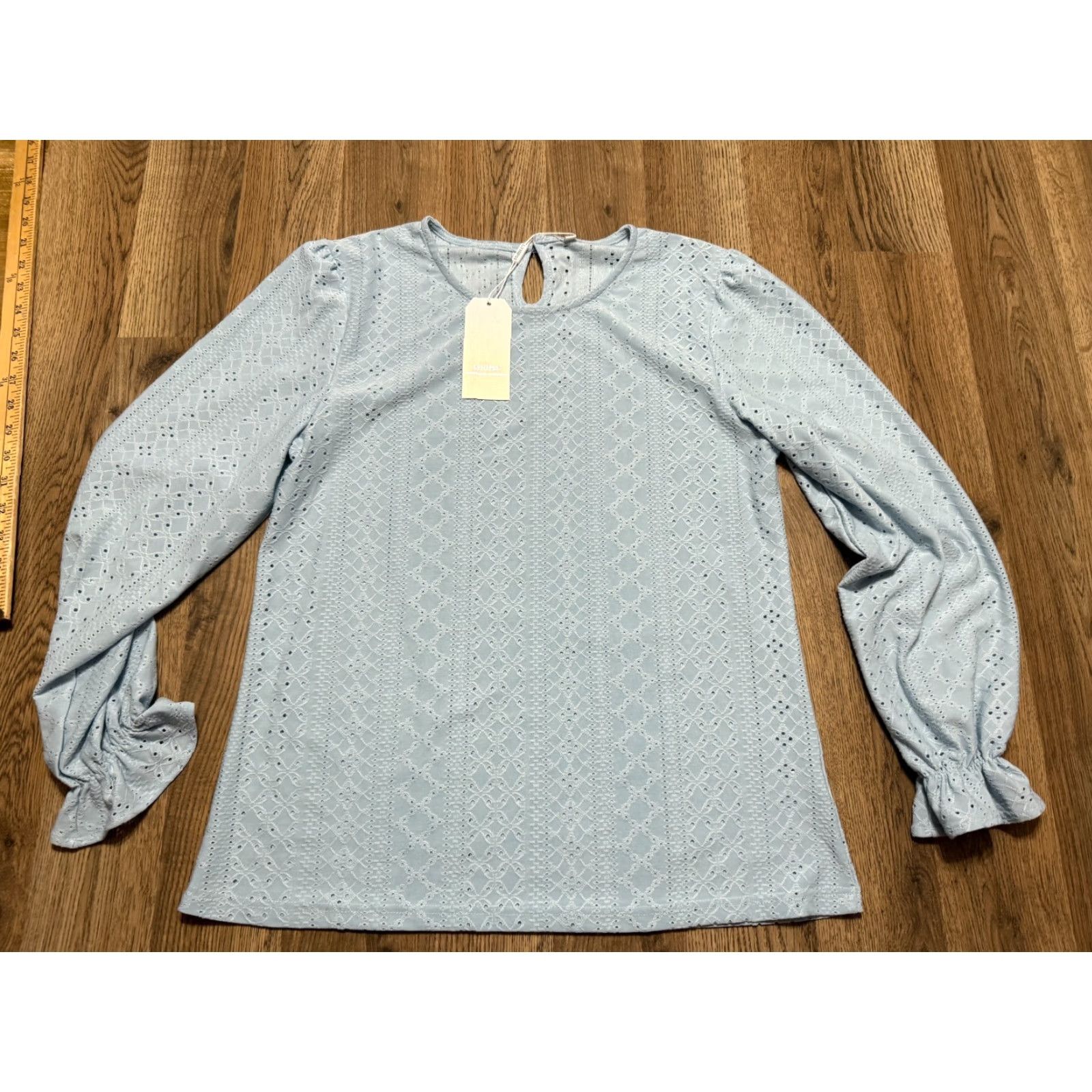 Vintage Lyhipss Blouse, Women's Size Medium, Blue, Long Sleeve Shirt NWT Size M / US 6-8 / IT 42-44 - 2 Thumbnail