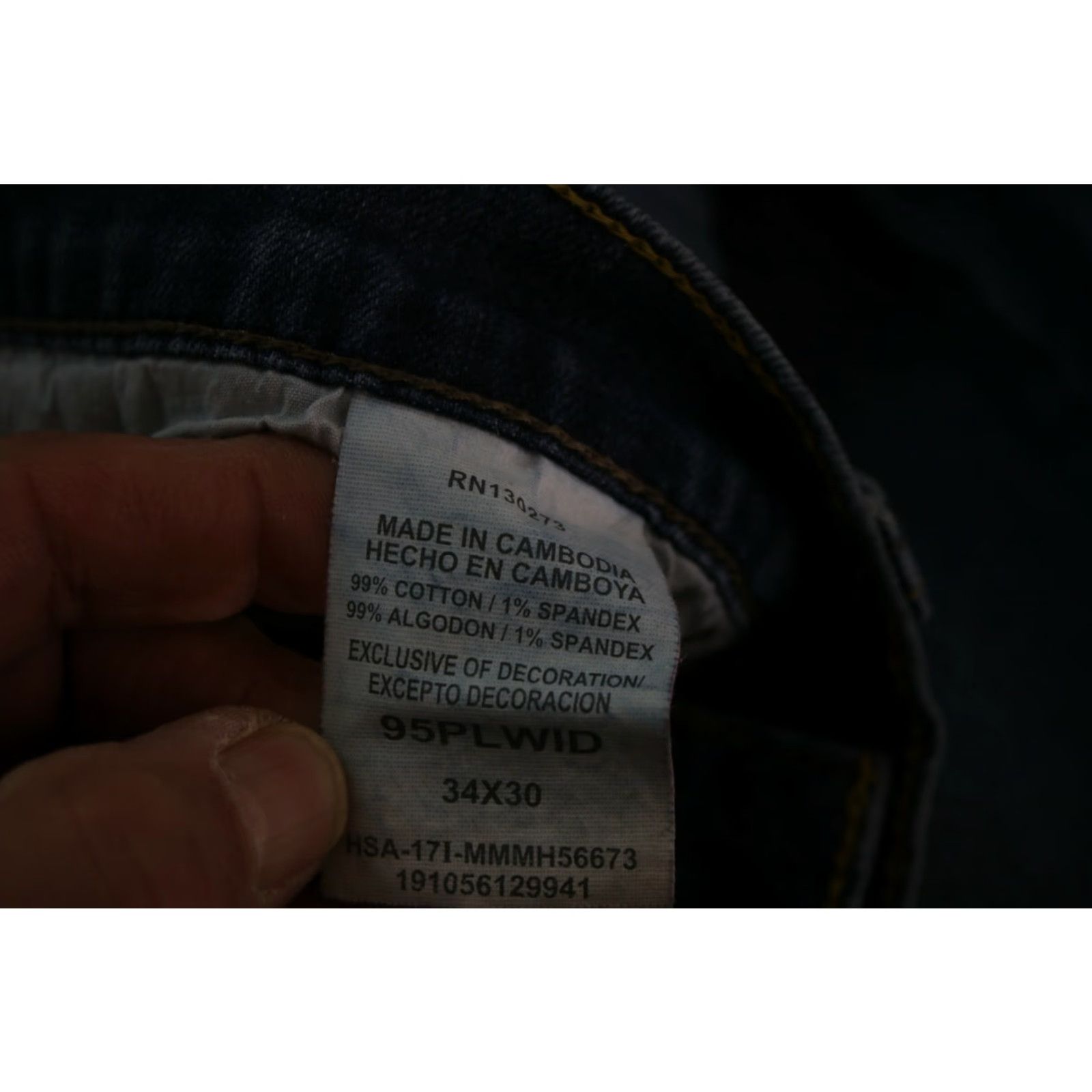 Wrangler Wrangler Mens Straight Fit Jeans Blue Denim Size 34x30 5-Pocket Design Belt Loops Front Flat Front Rise High Regular Cuff 8 in Mens Size US 34 / EU 50 - 5 Thumbnail