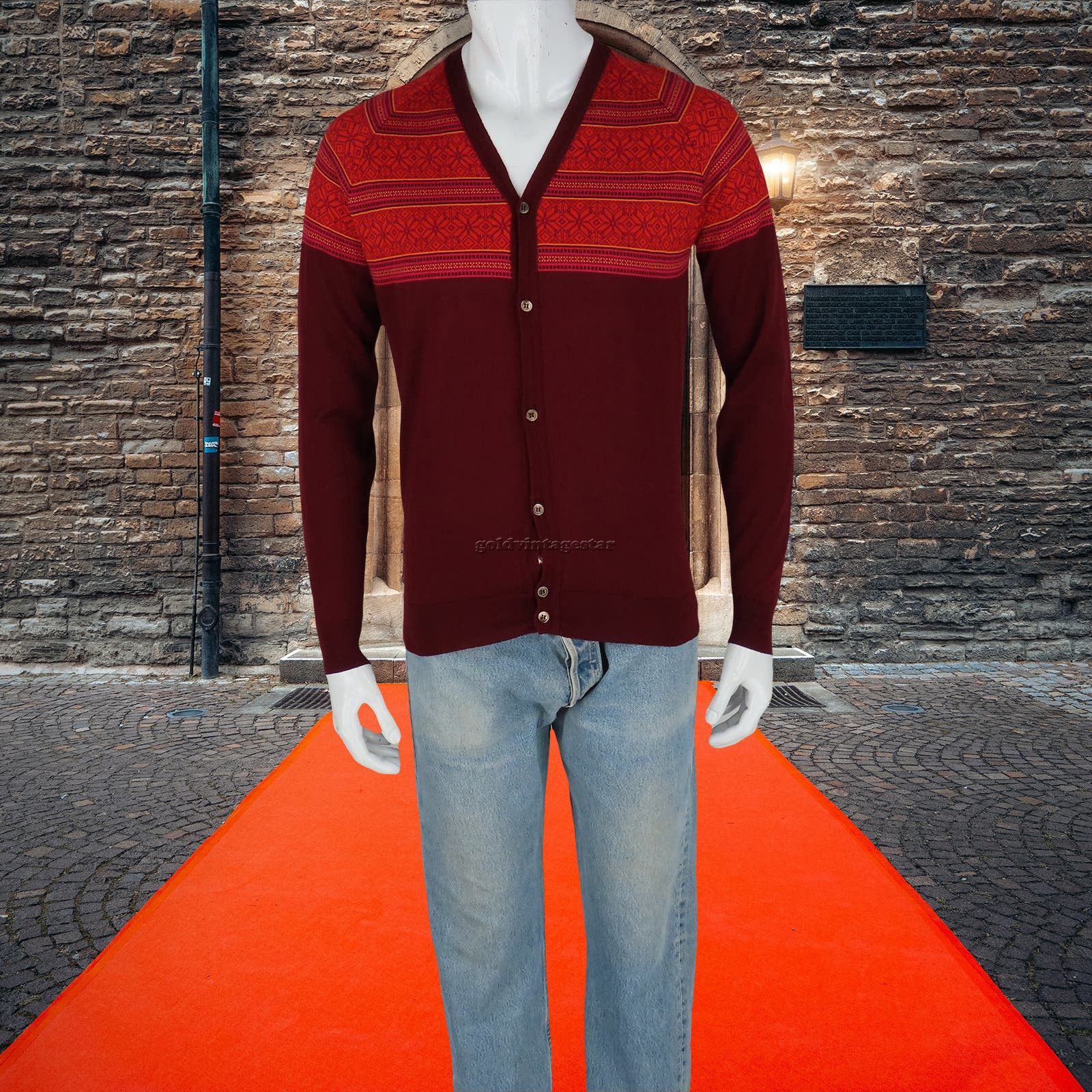 image of John Smedley Merino Wool Cardigan Sweater Euc S in Red, Men's (Size Small)