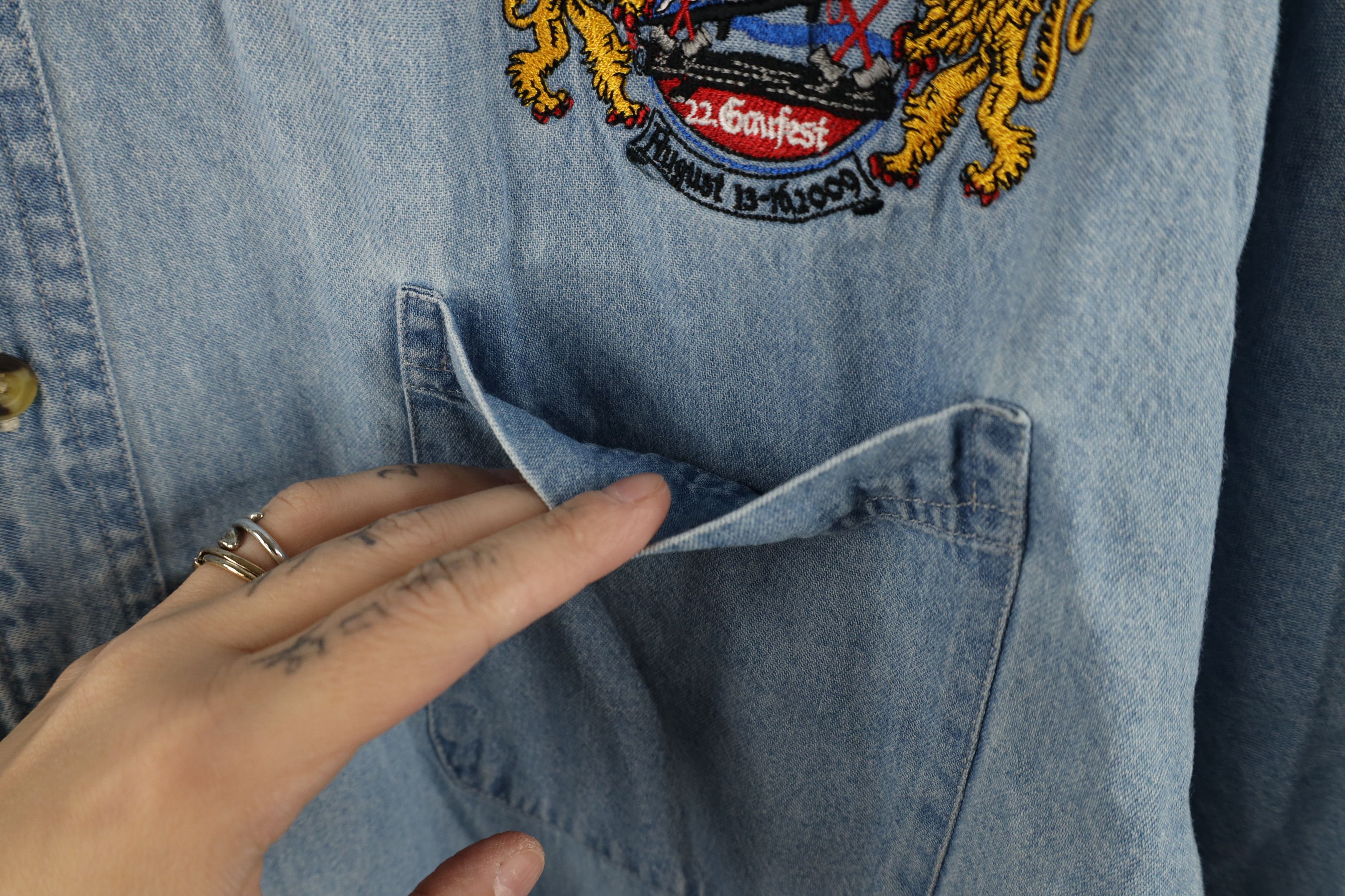 Vintage Vintage Y2K American Festival Denim Jean Button Down Shirt Size US XXL / EU 58 / 5 - 5 Thumbnail