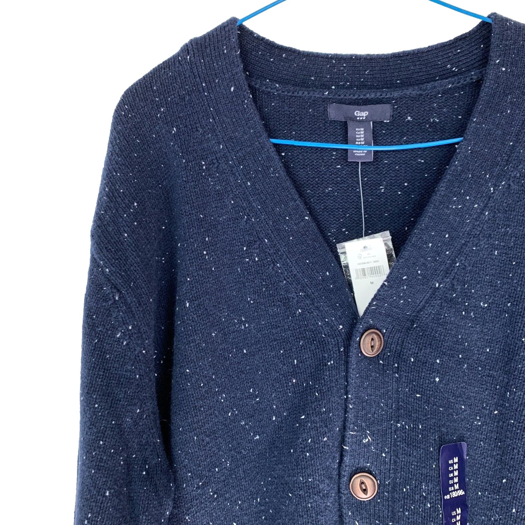 Gap VINTAGE Gap Outlet Neppy Blue Confetti V-Neck Wool Blend Cardigan Mens Medium Size US M / EU 48-50 / 2 - 2 Thumbnail