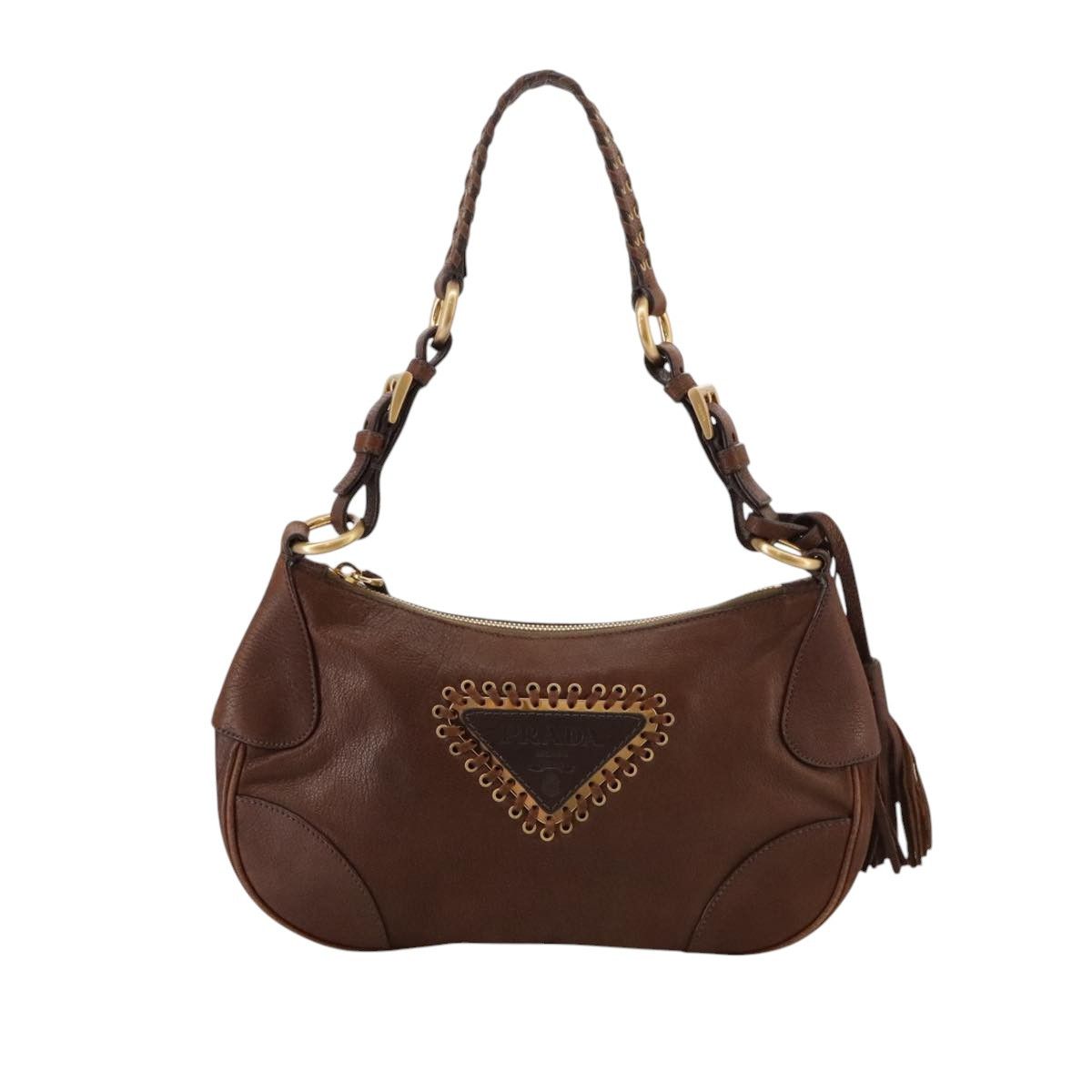Prada Brown Leather Shoulder Bag (Pre-Owned) Size ONE SIZE - 1 Thumbnail