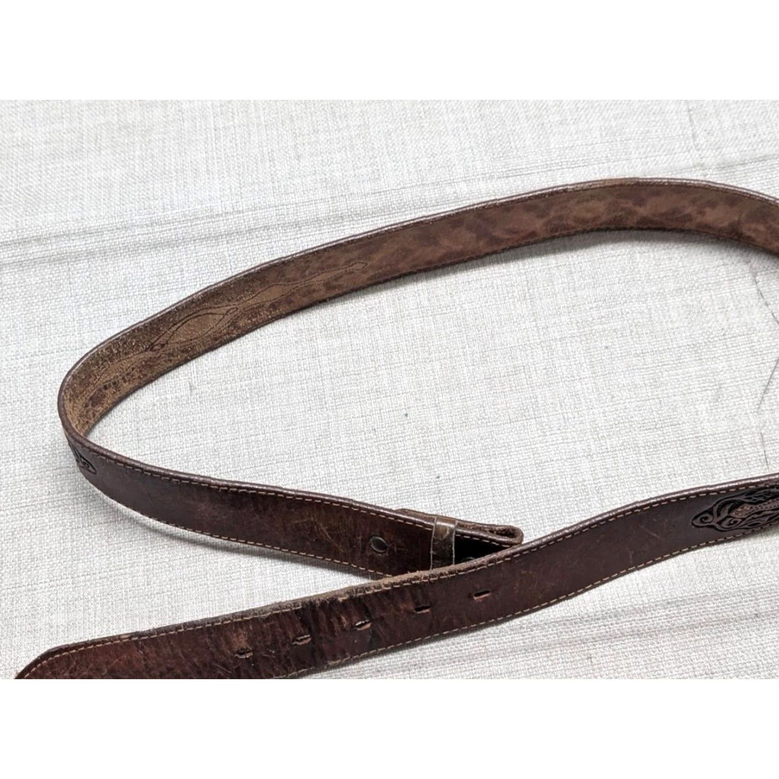 Vintage VINTAGE Silver Creek belt Tooled Western belt Men 36 brown leather cowhide full grain 1-1/2" width Belt Womens Mens Size 36 - 7 Thumbnail