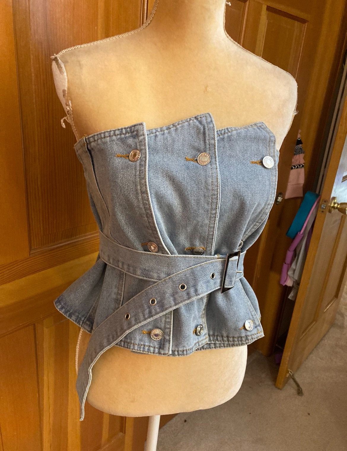Designer × Other NWT, Lavishly Paris Luxury Double Breasted Denim Corset Size M / US 6-8 / IT 42-44 - 5 Thumbnail