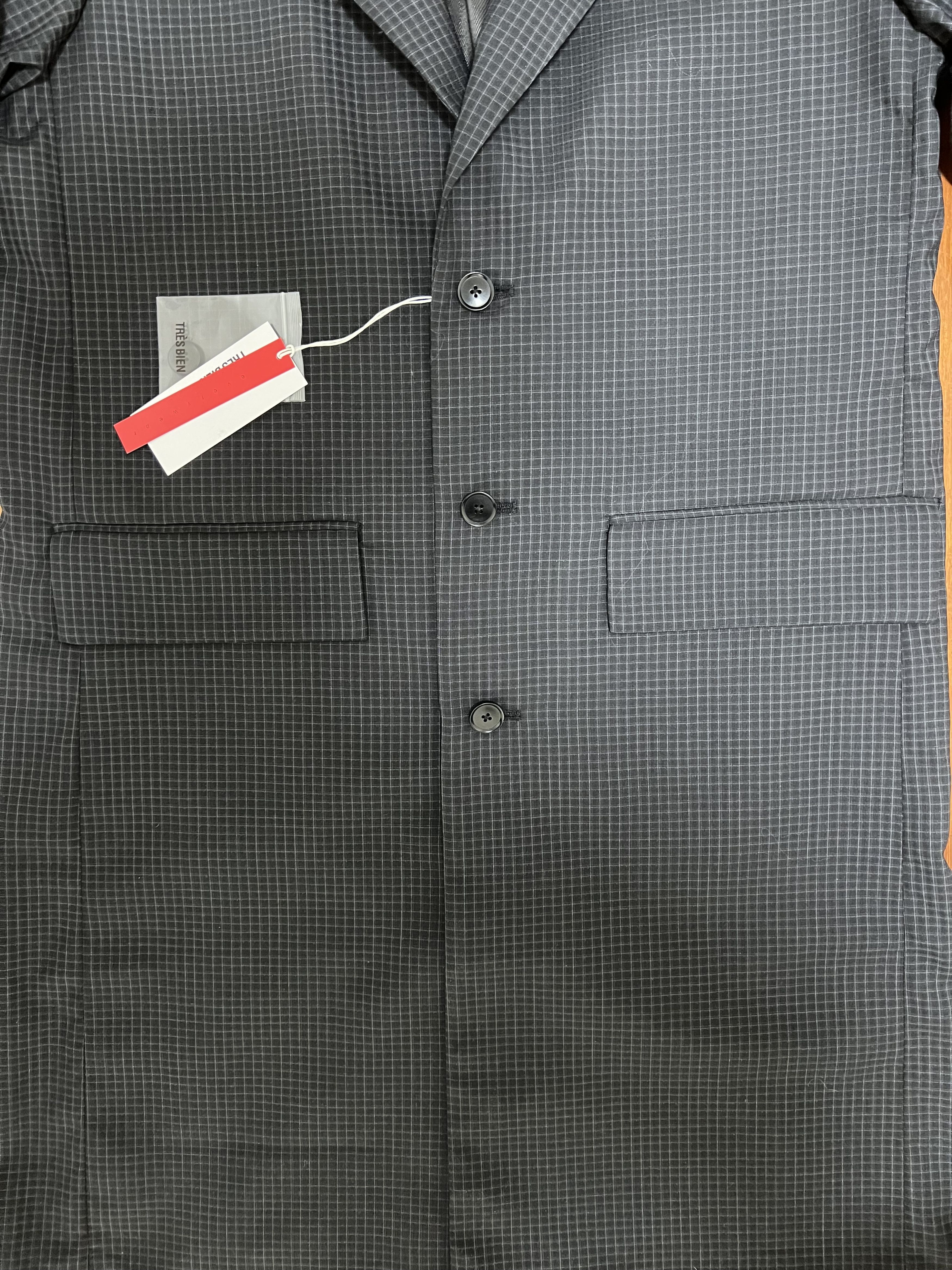 Tres Bien 💚 Très Bien Peak Lapel Coat Virgin Wool Black Check NEW Size US S / EU 44-46 / 1 - 13 Thumbnail