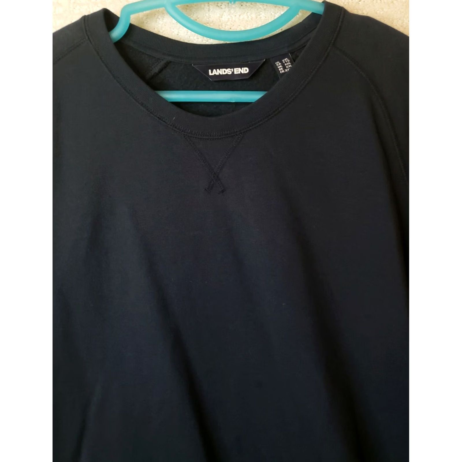 Lands' End Lands' End Mens XXL Black Long Sleeve Crew Neck Sweatshirt Pullover - Big & Tall Size US XXL / EU 58 / 5 - 3 Thumbnail