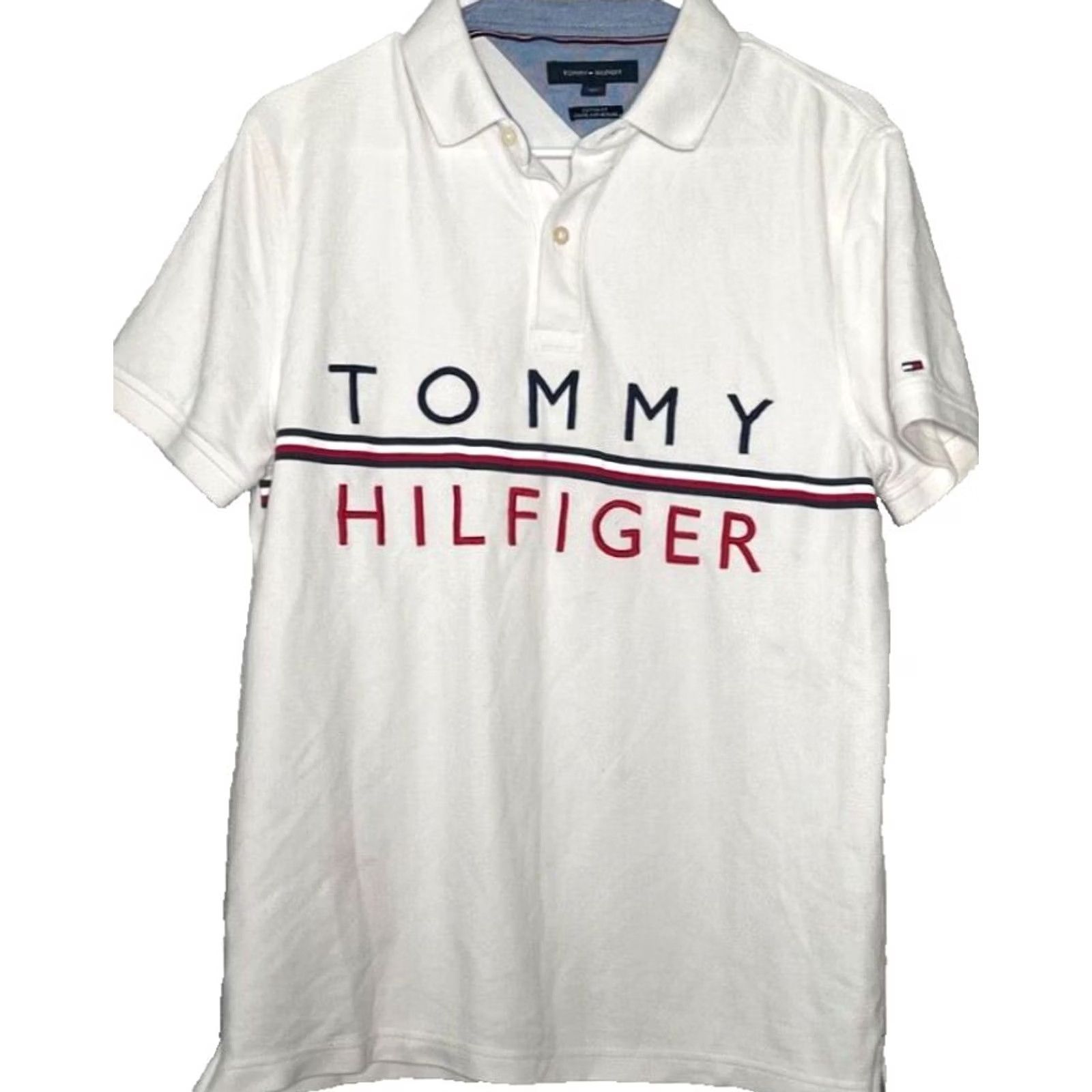 Tommy Hilfiger Tommy Hilfiger Polo Shirt Men's M White Logo Custom Fit Size US M / EU 48-50 / 2 - 2 Thumbnail