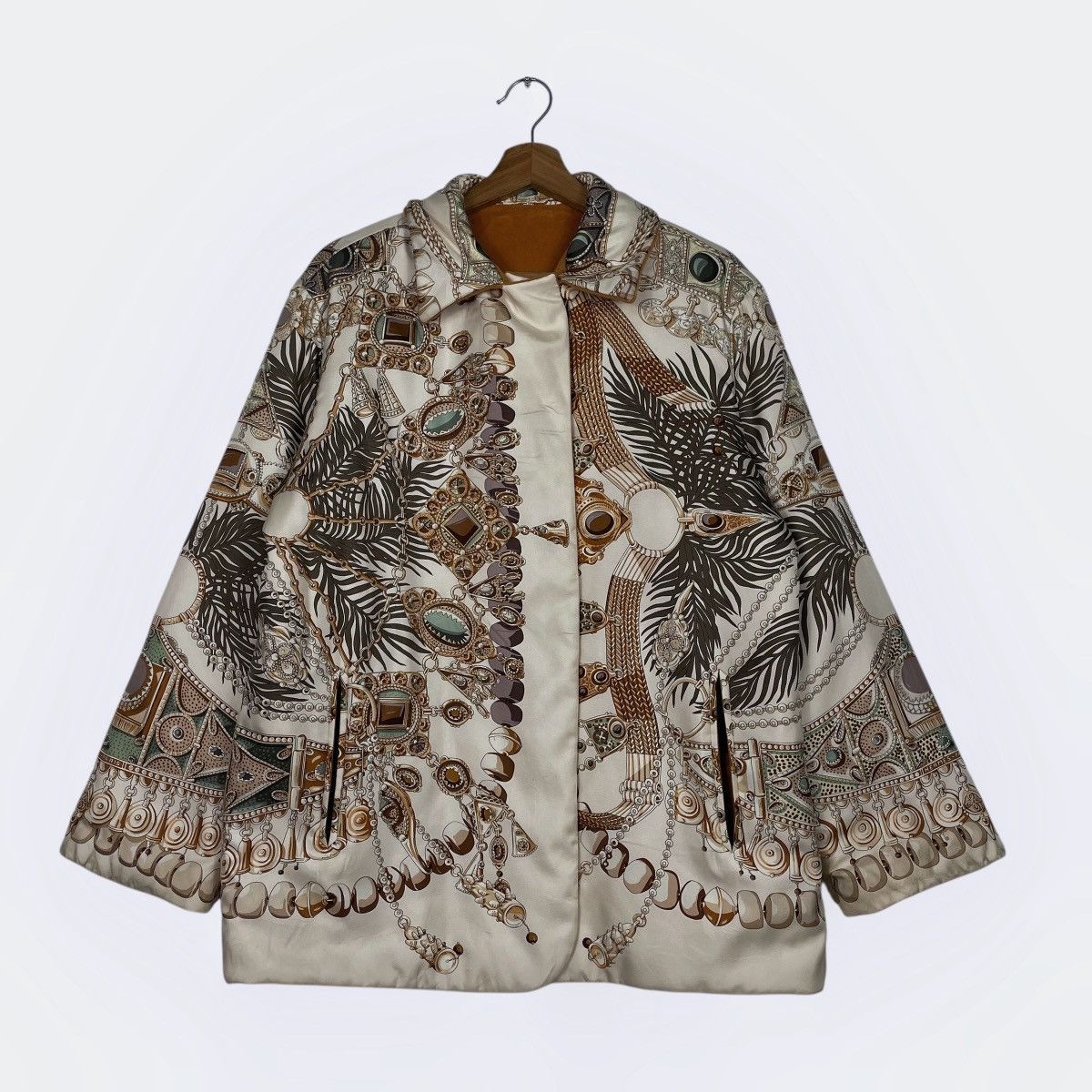 Hermes Vintage Hermes Terres Precieuses Silk Wool Reversible Jacket Size S / US 4 / IT 40 - 1 Thumbnail