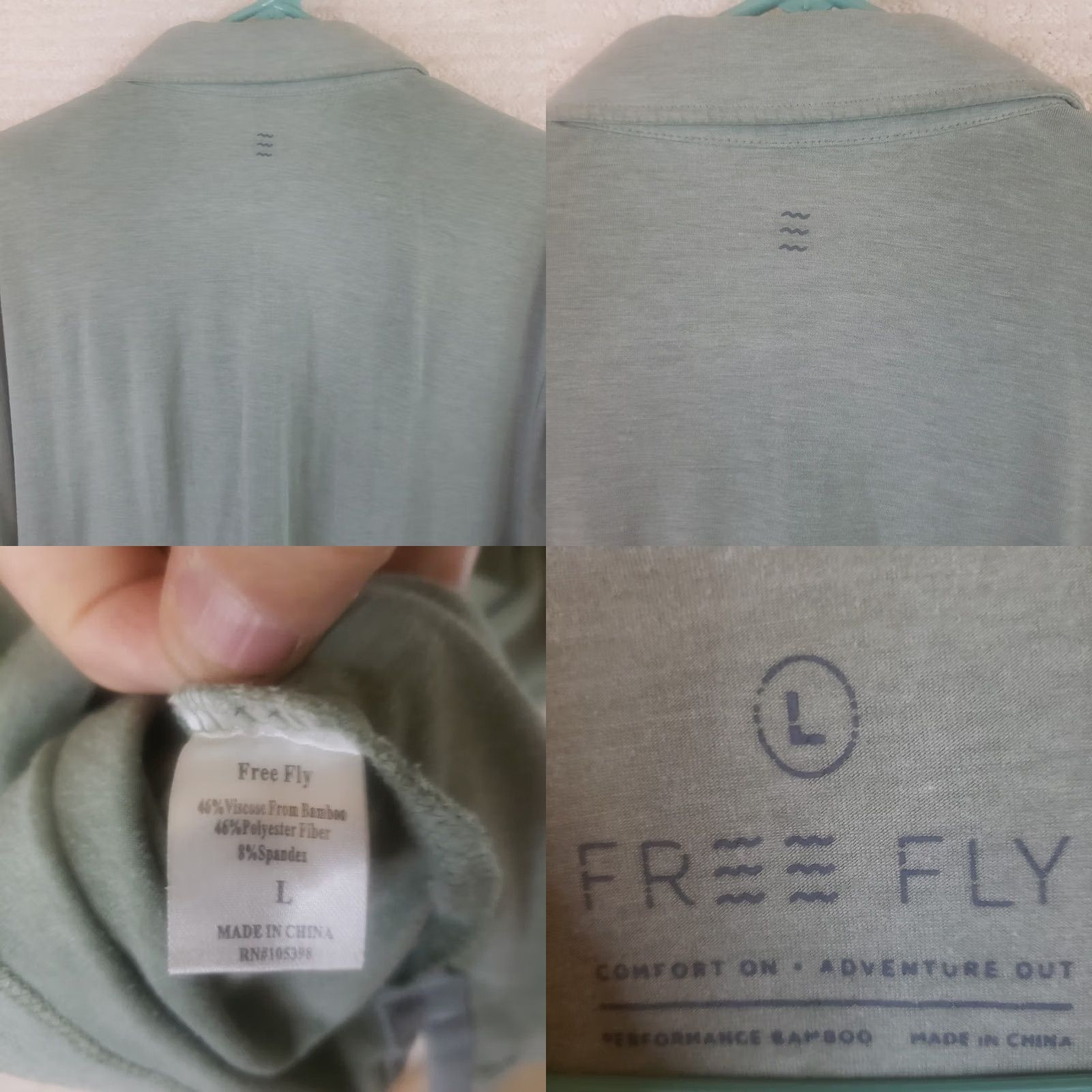 Vintage Free Fly Polo Shirt Mens Large Green Performance Bamboo Stretch Golf Shirt Size US L / EU 52-54 / 3 - 8 Thumbnail